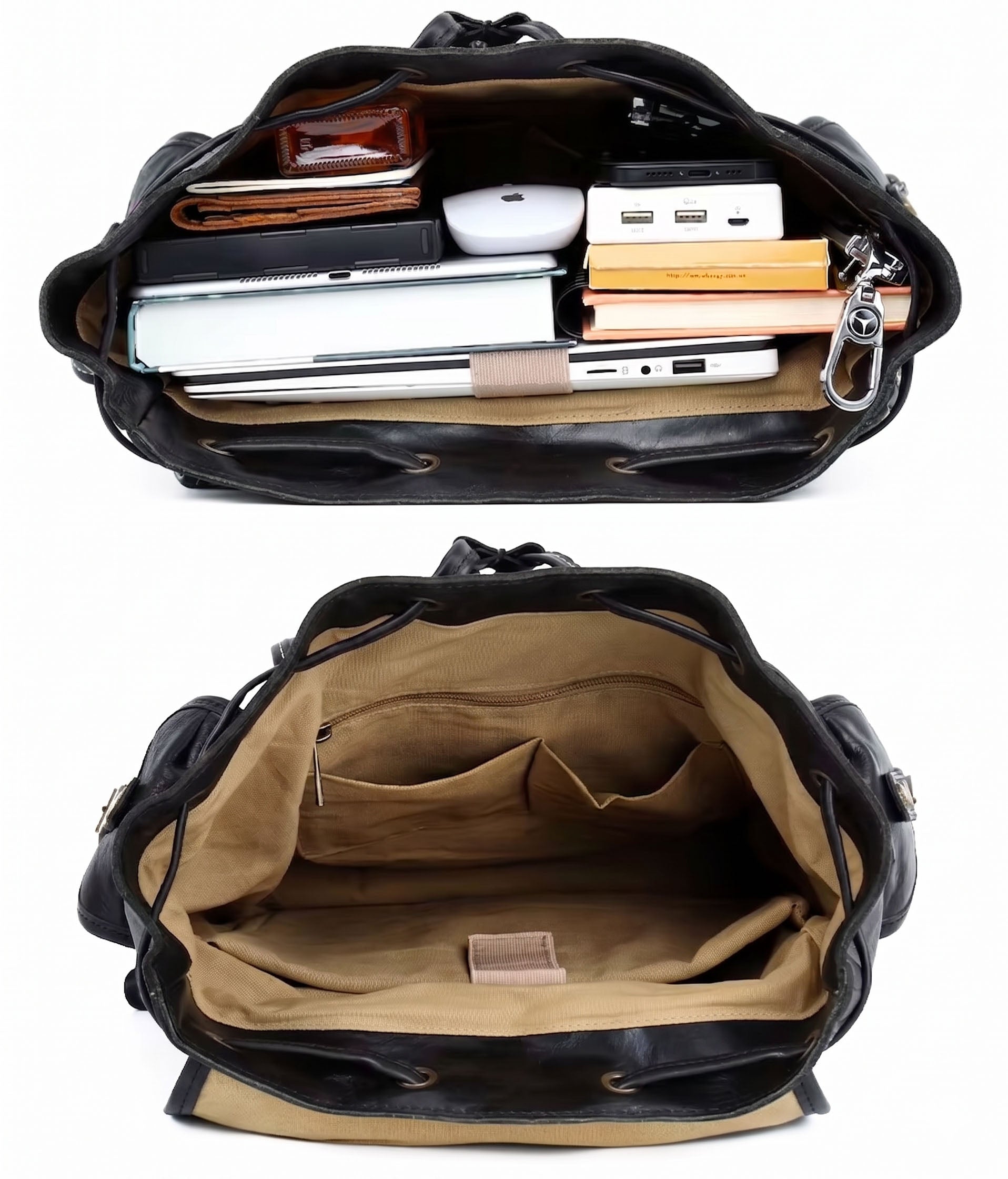 Sac à dos en cuir Valmio Norden - noir