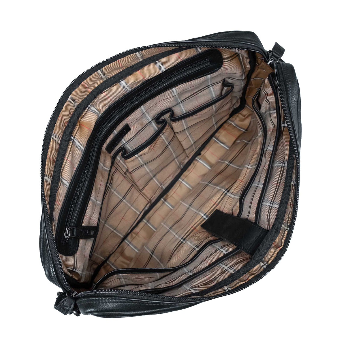Sac pour ordinateur portable noir en cuir pleine fleur, modèle Valmio Neris