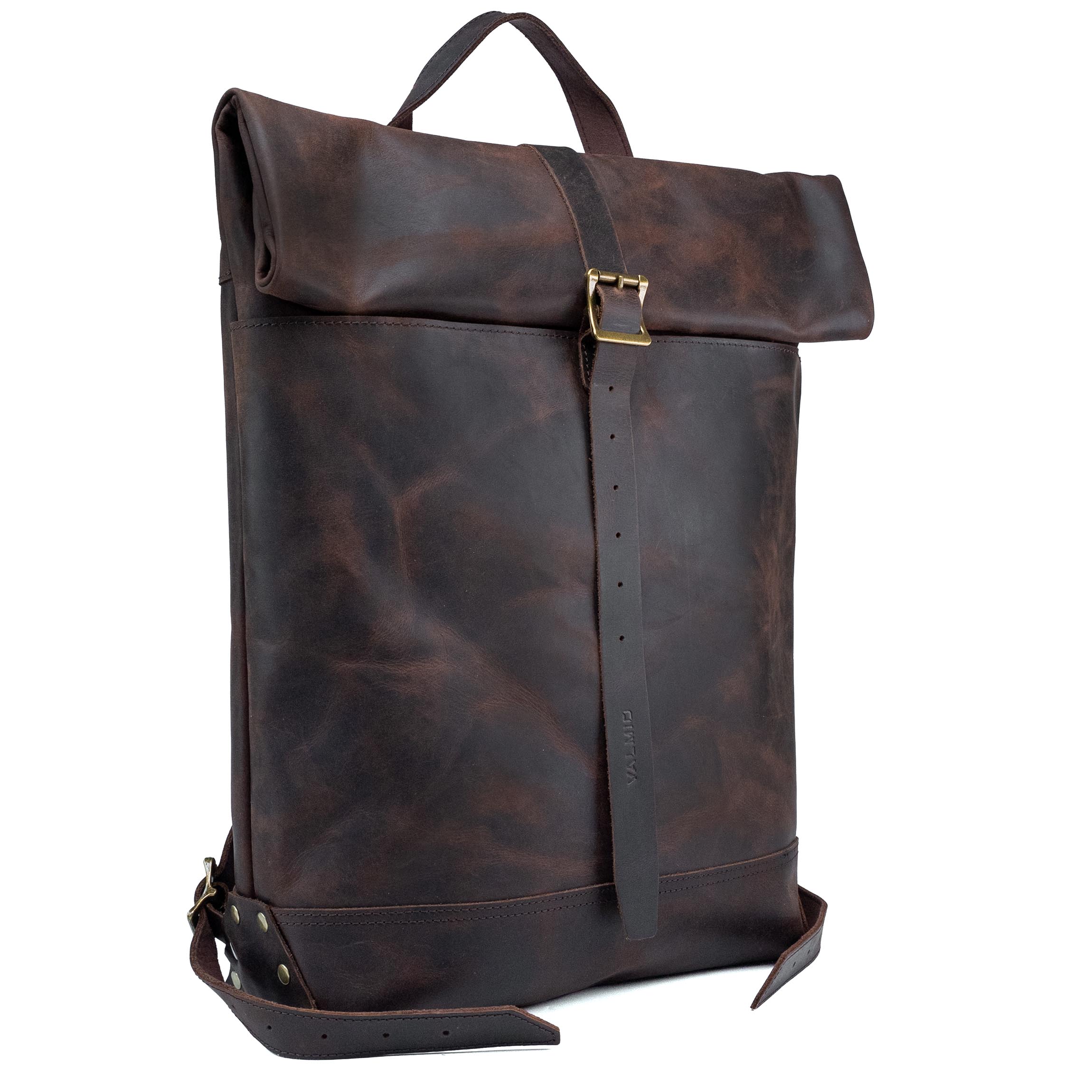 Valmio Astorsen Roll-Top Leather Backpack - CRB Brown