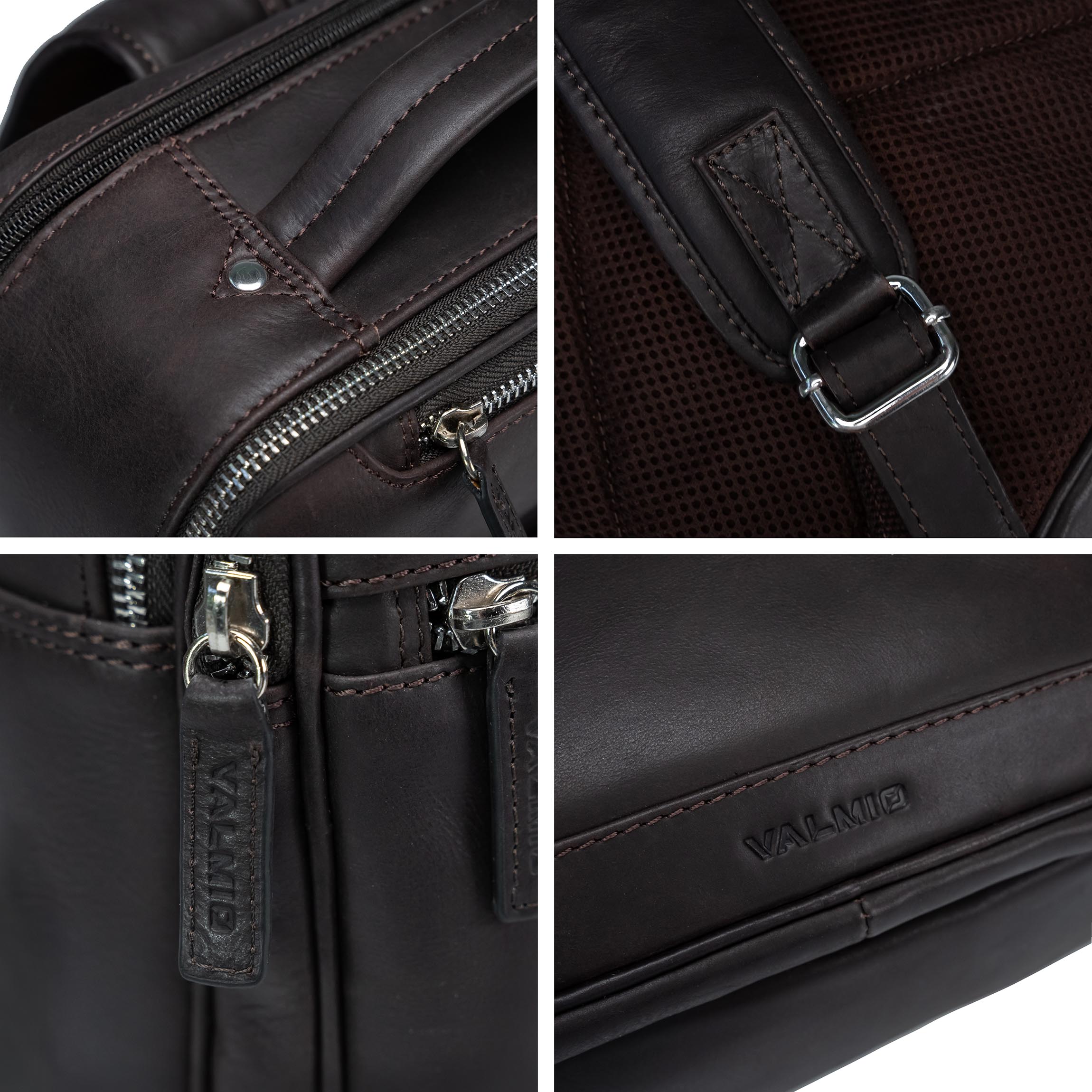 Sac à dos en cuir Valmio Byron marron foncé