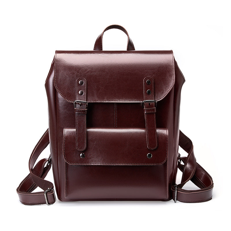 Valmio Delora Leder-Damenrucksack - Dunkelbraun
