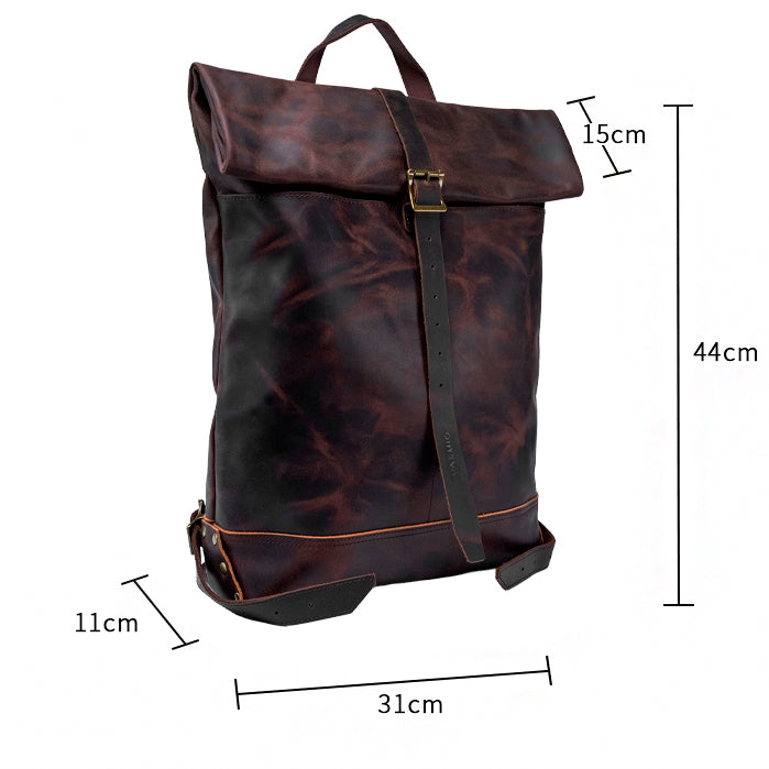 Sac à dos en cuir à rabat Valmio Astorsen - CRB marron