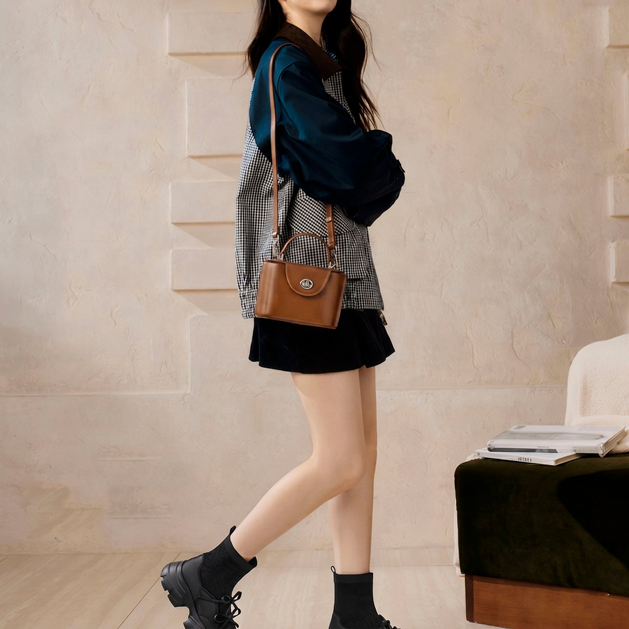 Sac à main en cuir Valmio Dinora pour femme - marron