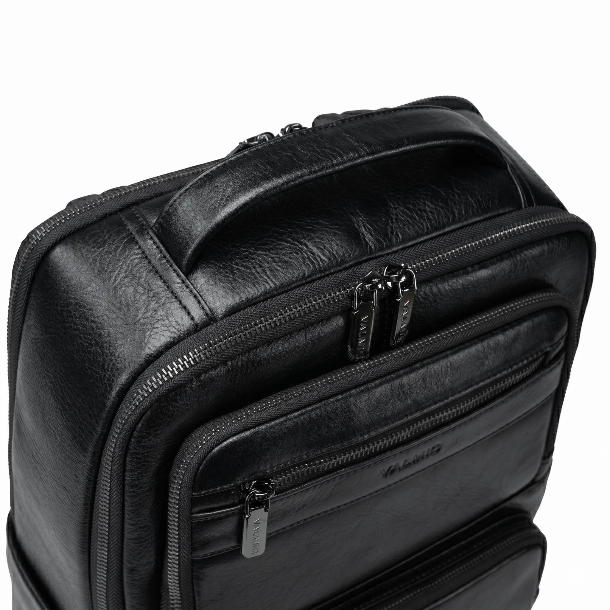 Sac à dos en cuir de luxe Valmio Kordon - noir