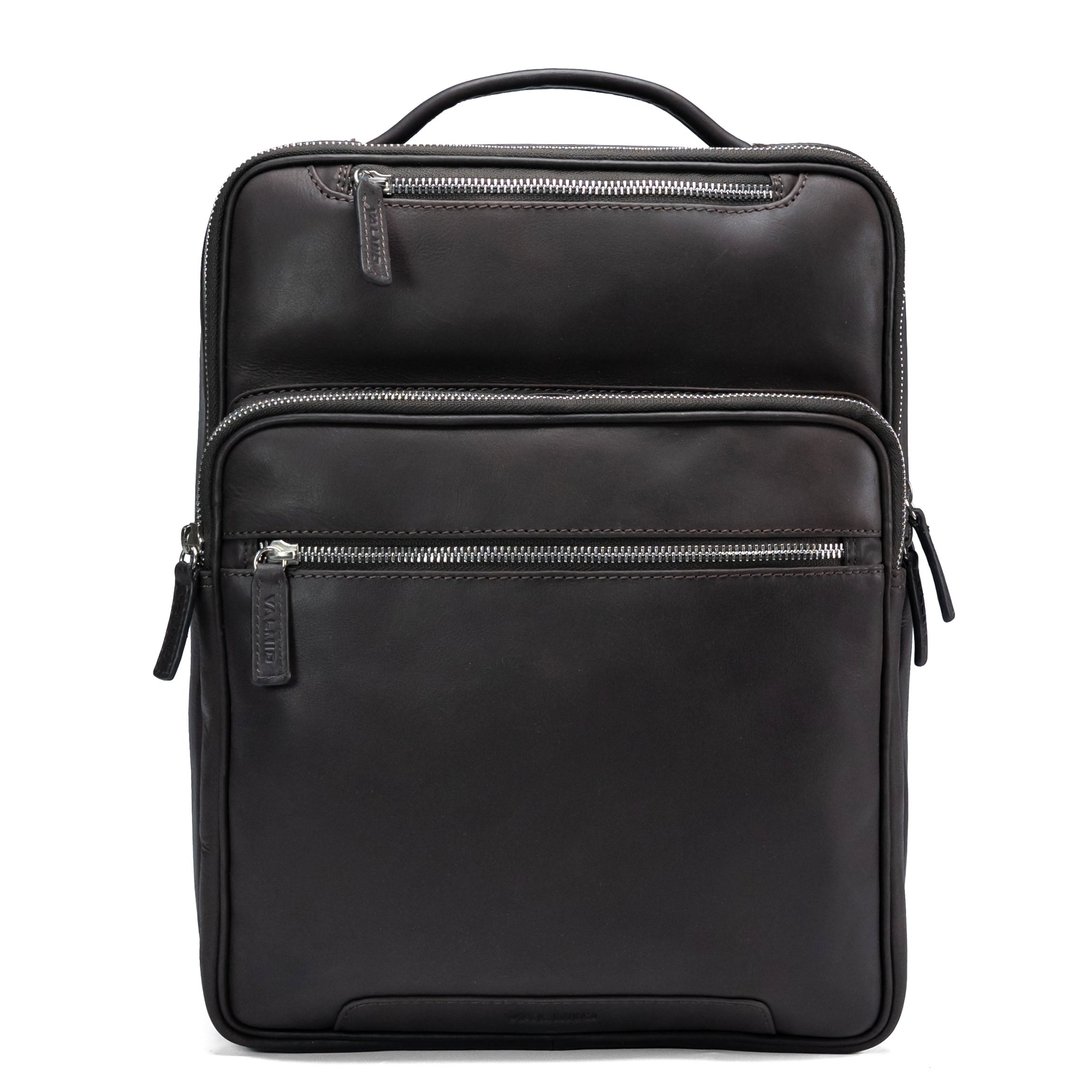 Sac à dos en cuir Valmio Byron marron foncé