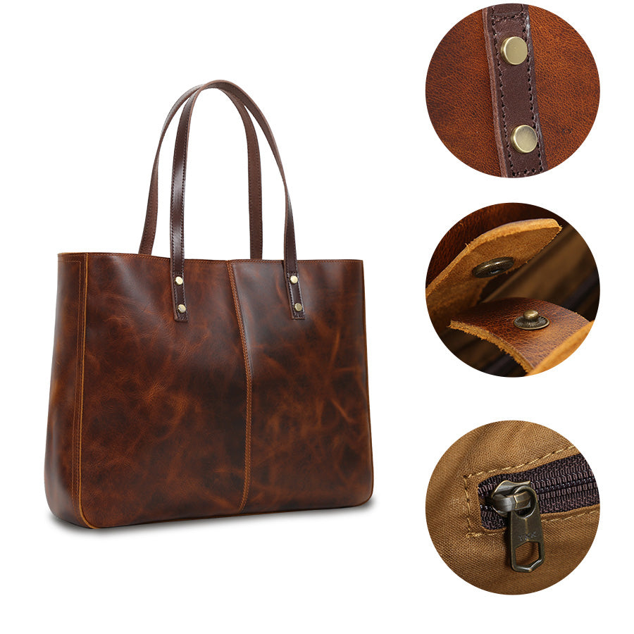 Sac cabas en cuir marron Valmio Aurelia