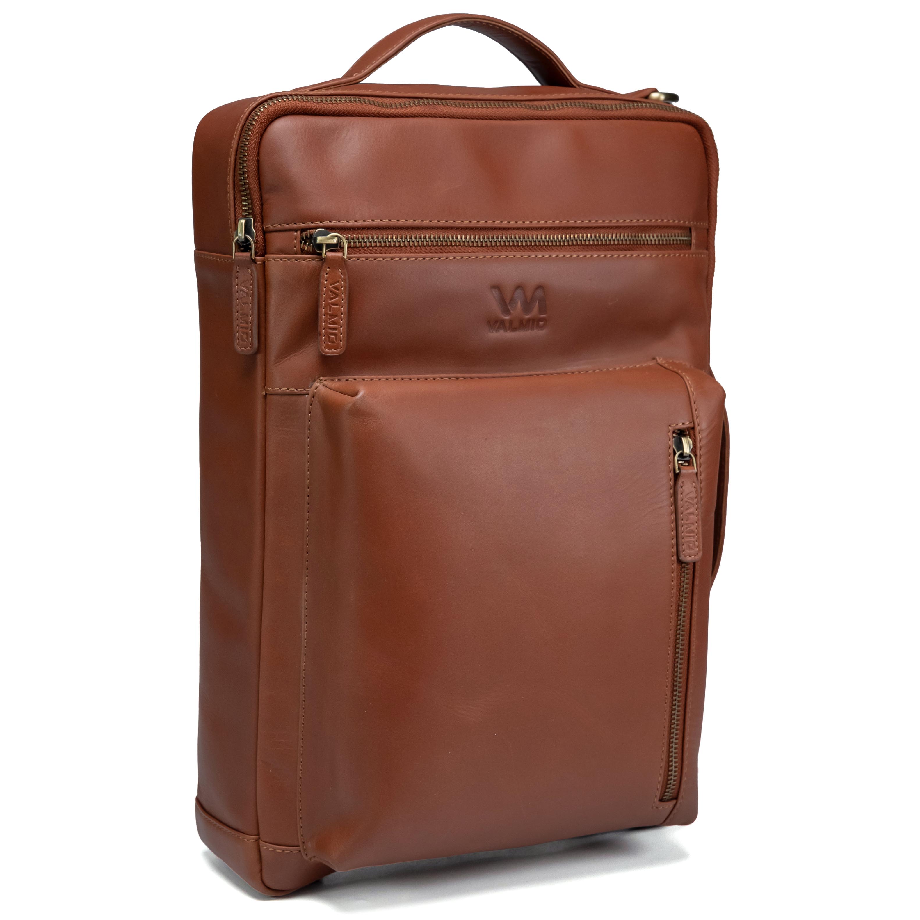 Bolso de cuero para hombre Valmio Prime color coñac
