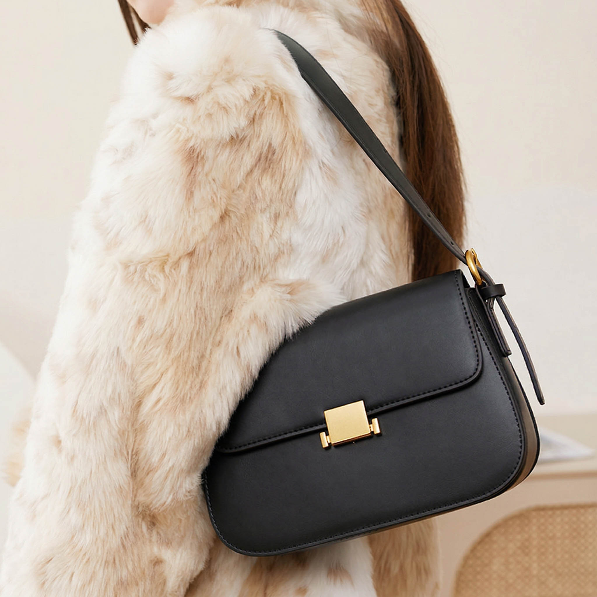 Sac femme en cuir Valmio Monora - noir