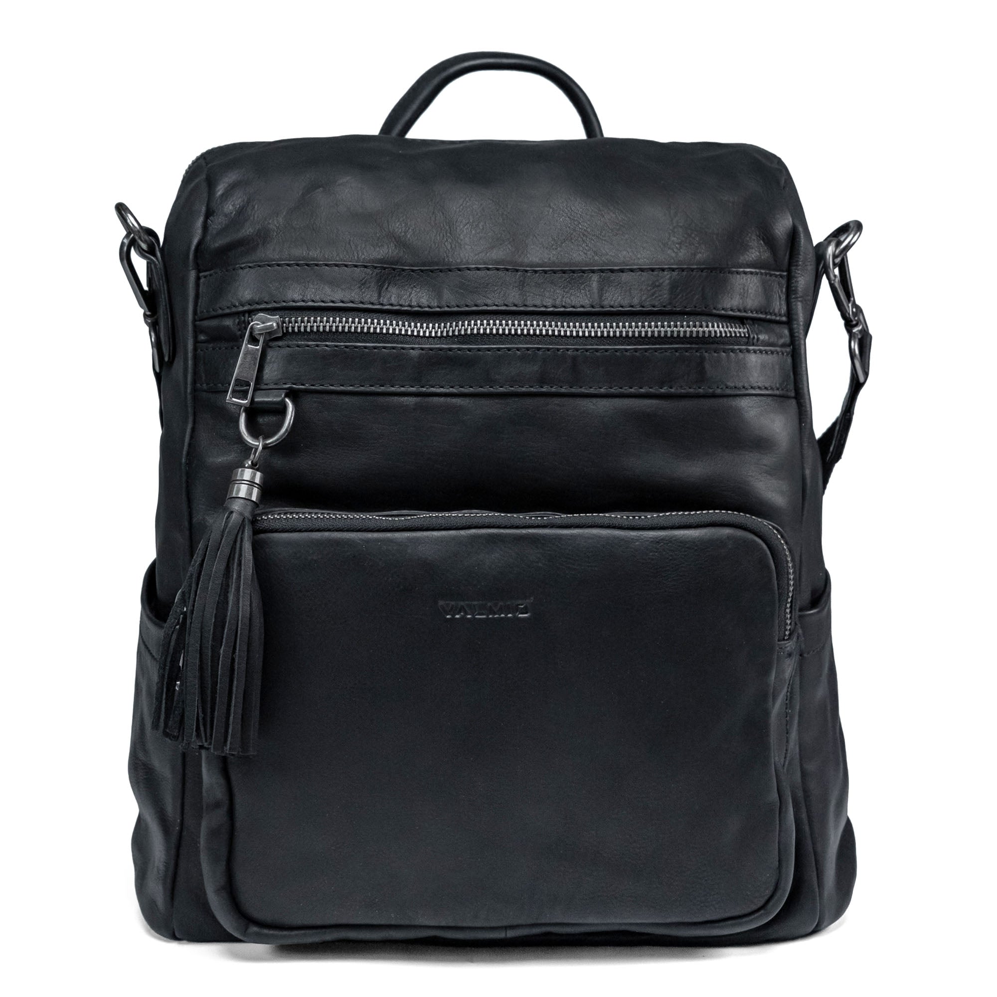 Black Leather Backpack – Bag Valmio