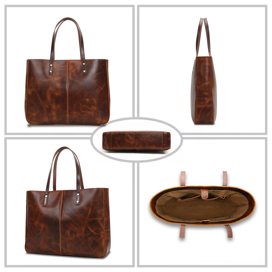 Sac cabas en cuir marron Valmio Aurelia