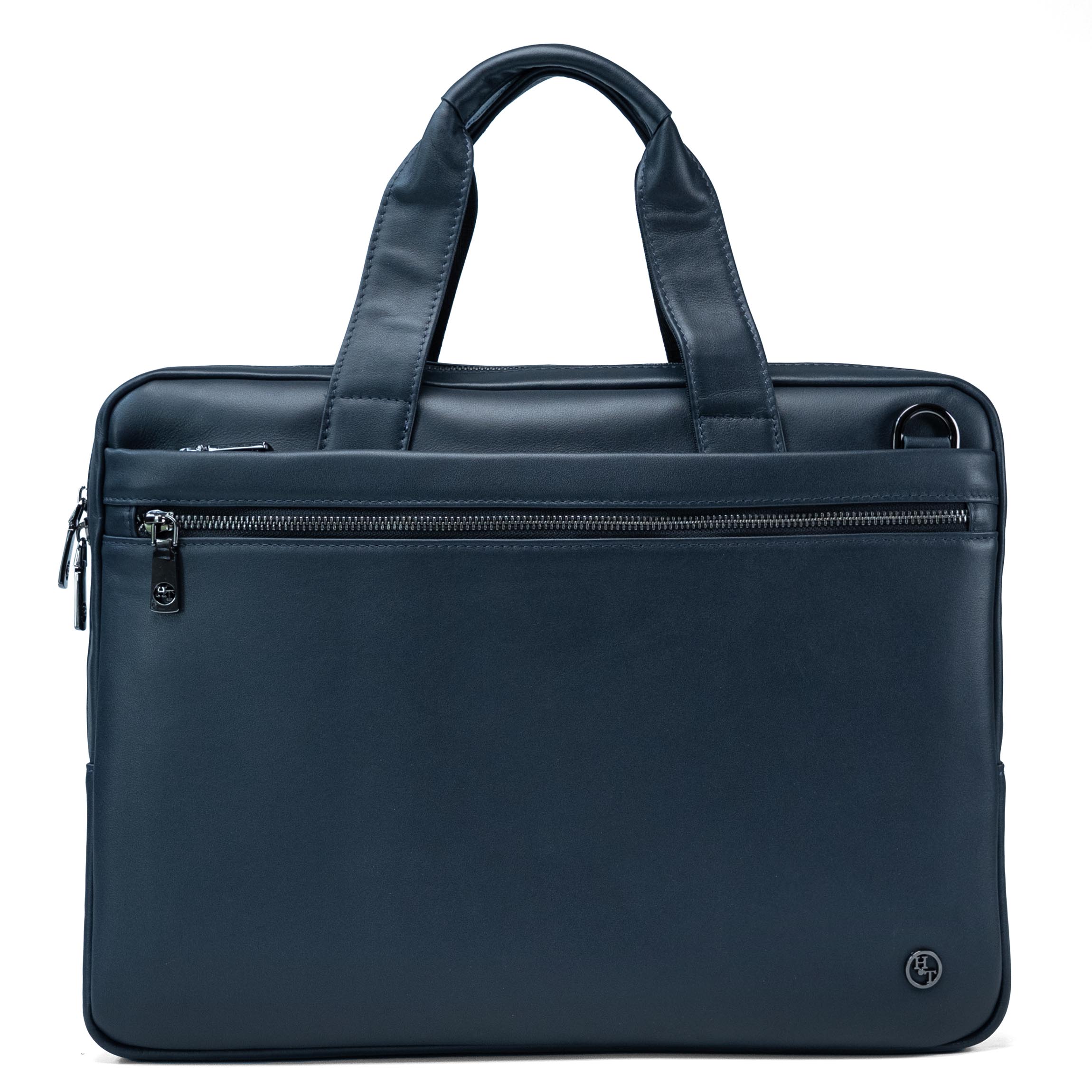 Genry leather laptop bag - blue