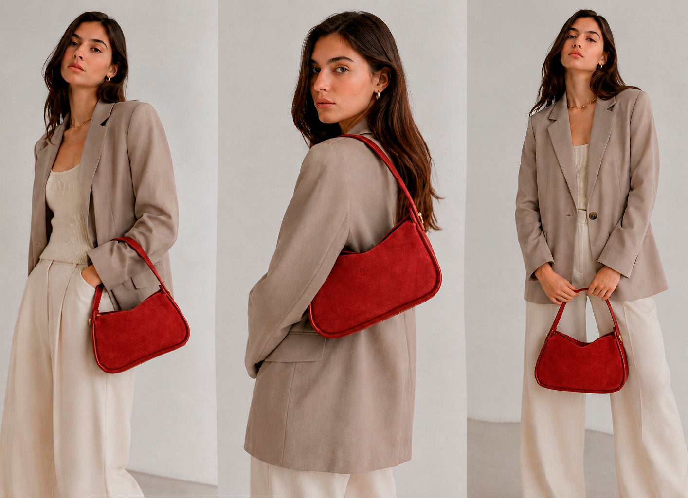 Valmio Nerissa leather women's handbag - red