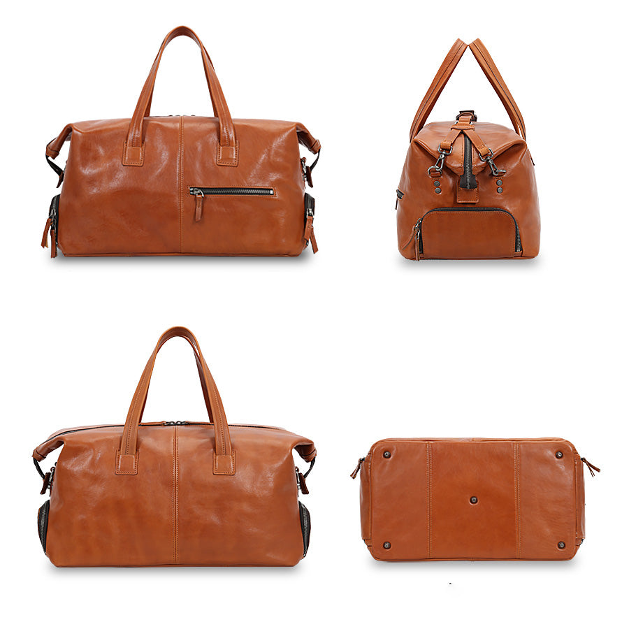 Sac de voyage en cuir marron Valmio Belmont