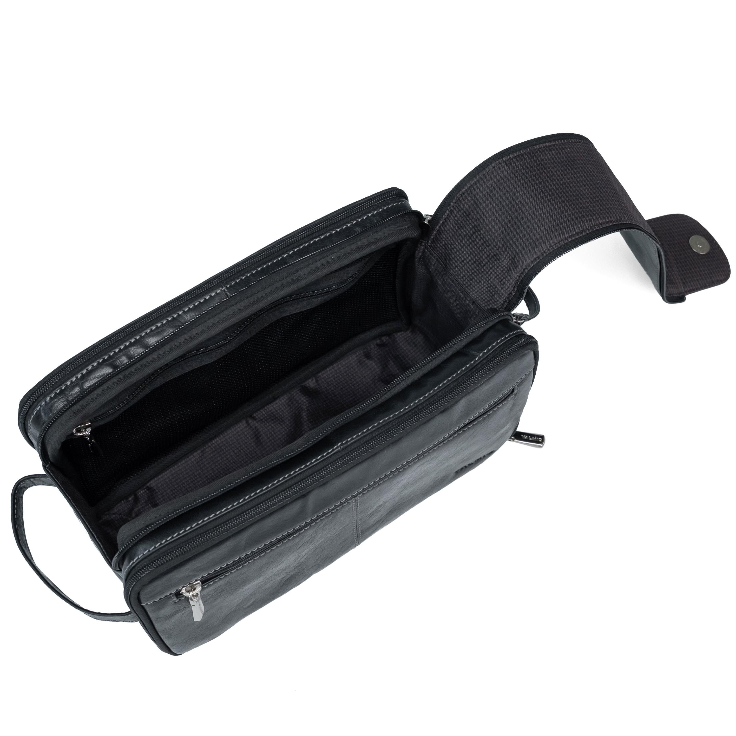 Trousse de toilette en cuir Valmio Focus noire