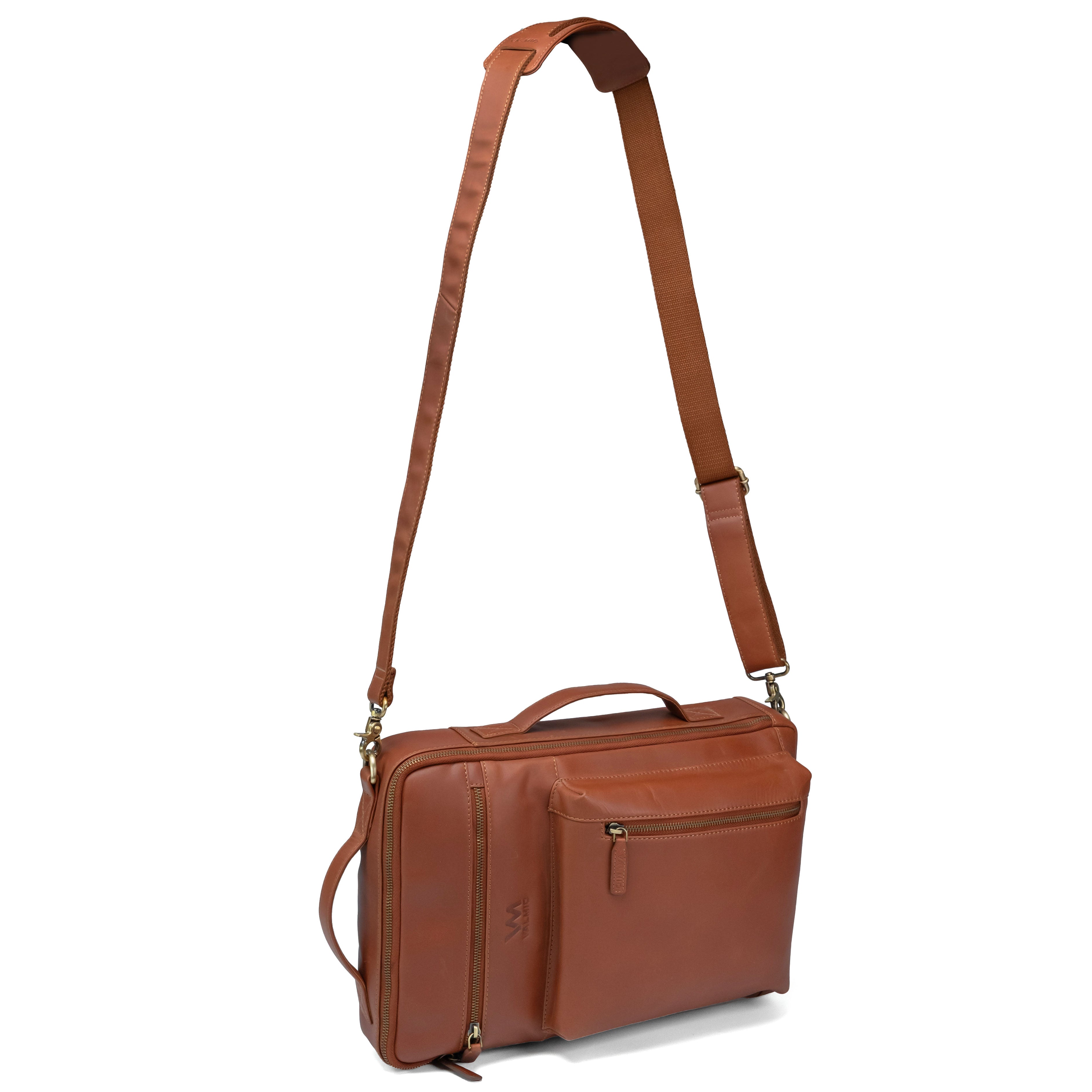 Bolso de cuero para hombre Valmio Prime color coñac