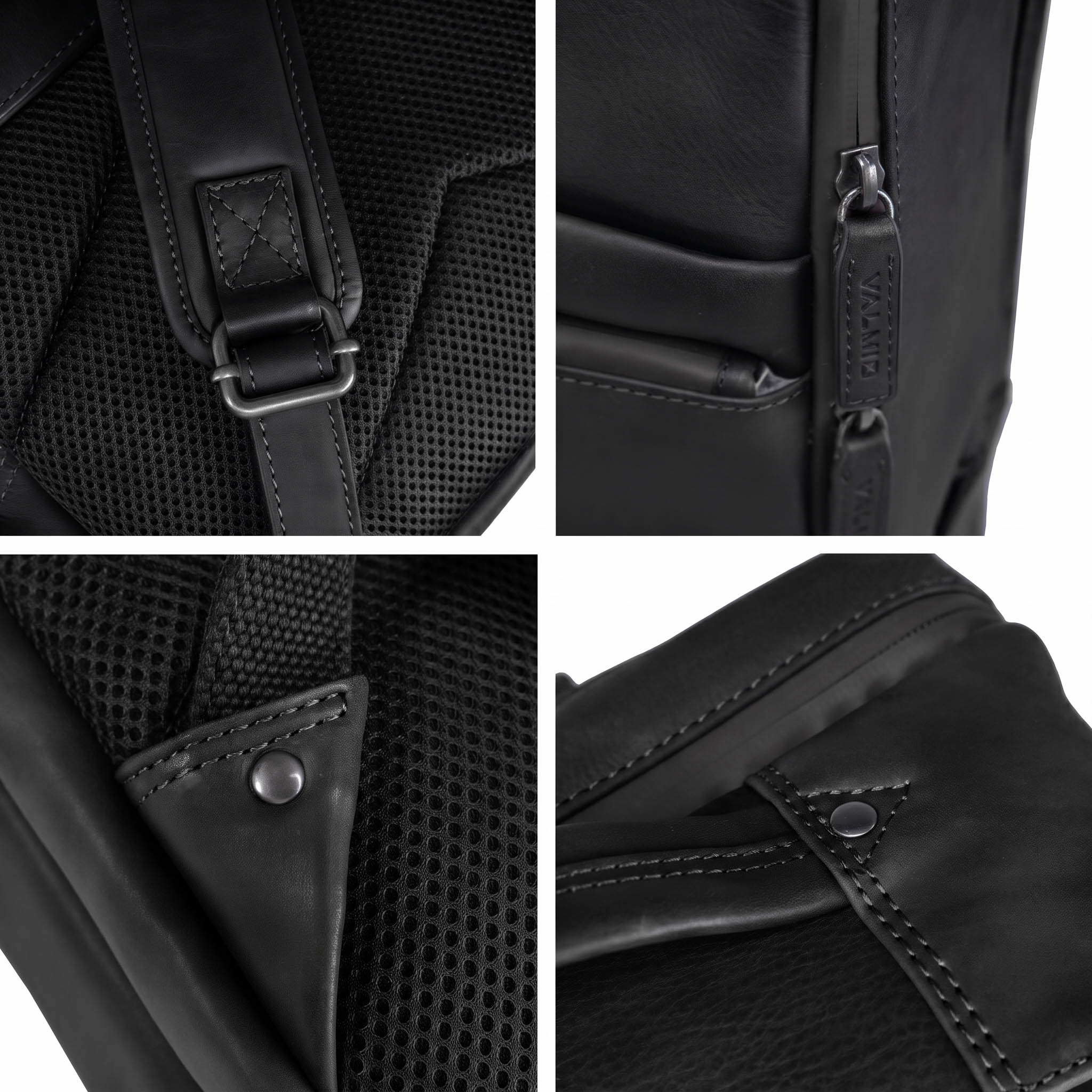 Black Leather Backpack Valmio Hunter