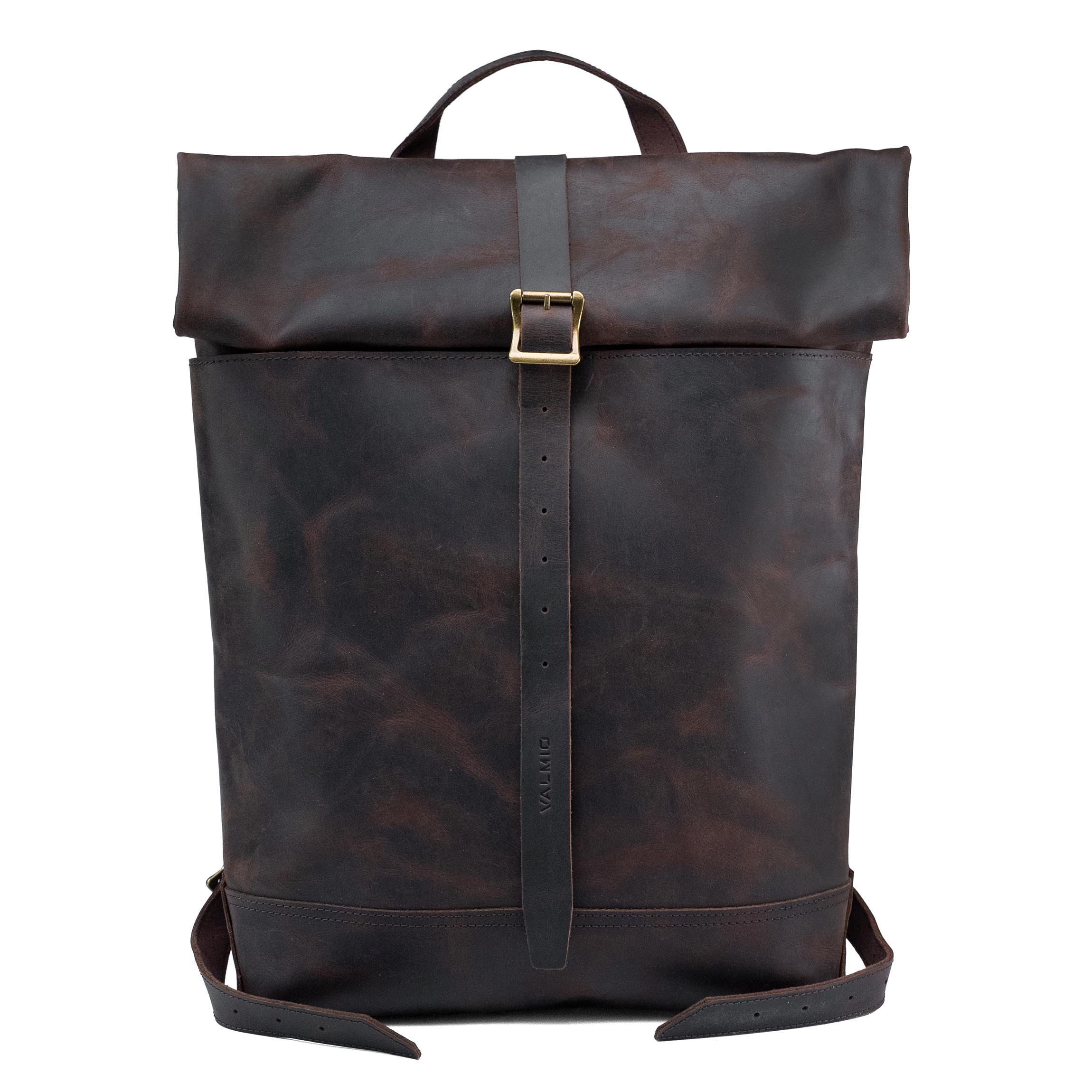 Valmio Astorsen Roll-Top Leather Backpack - CRB Brown