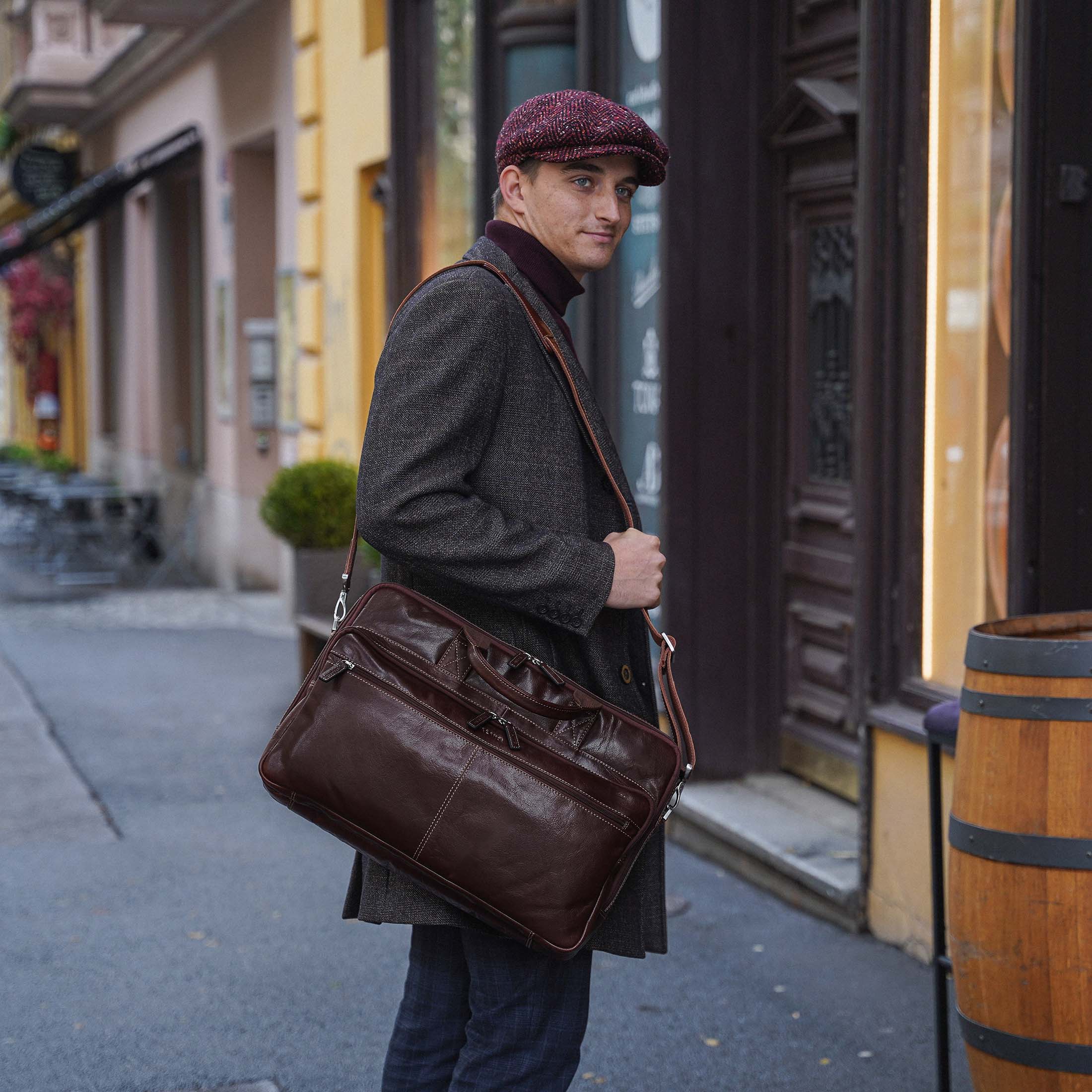 Bolso Valmio Vigo de cuero genuino marrón