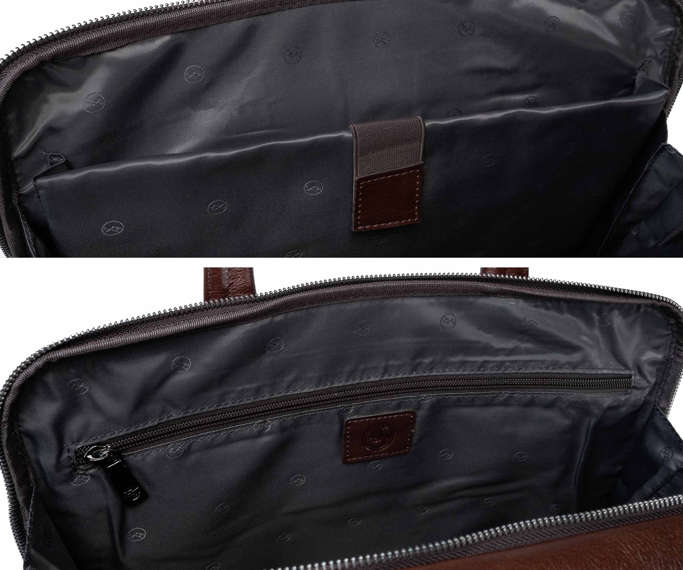 Borto brown leather laptop bag