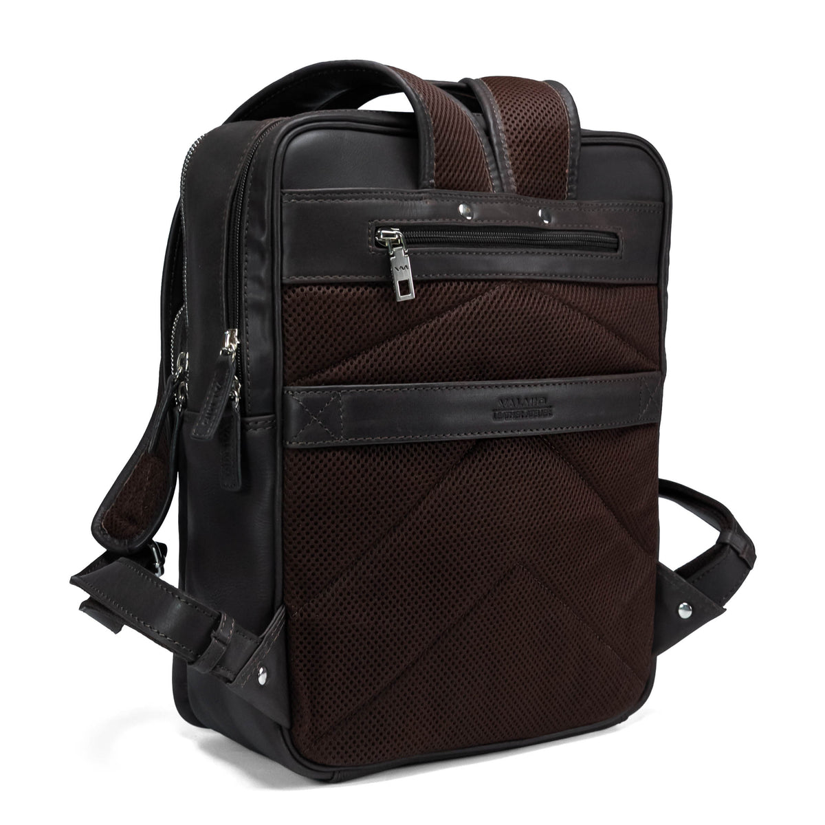 Sac à dos en cuir Valmio Byron marron foncé