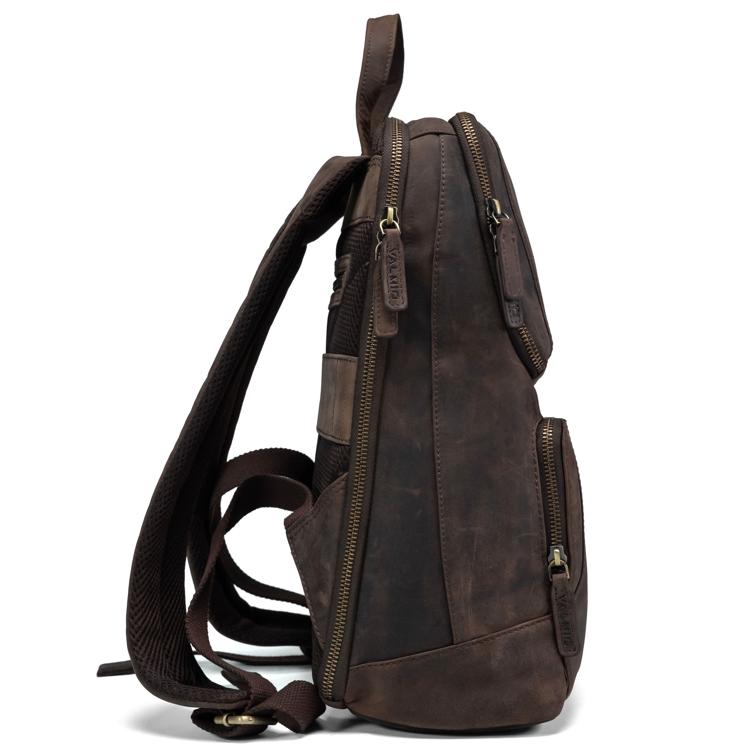 Mochila de cuero Valmio Apex marrón