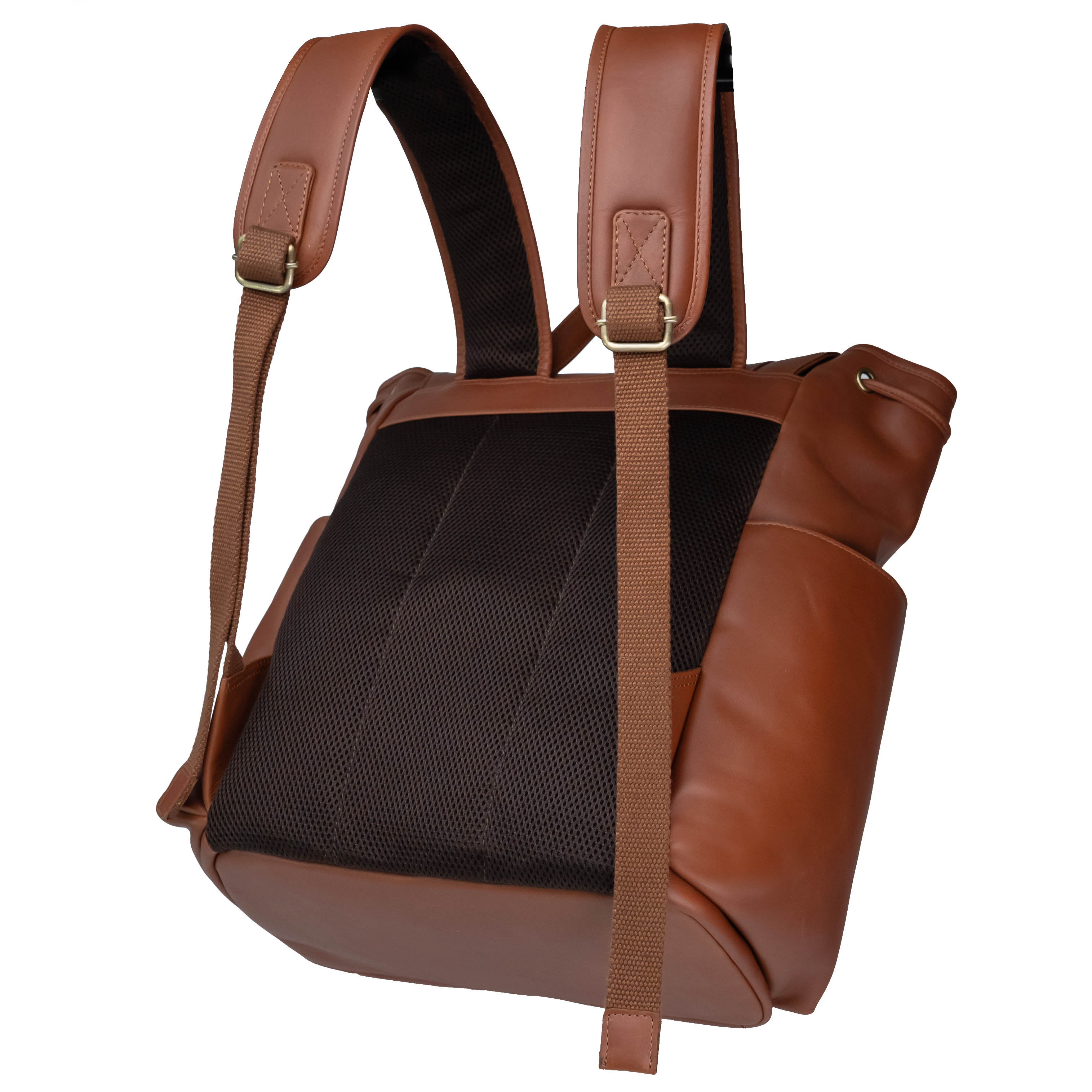 Valmio Noble Leather Backpack Dark Cognac