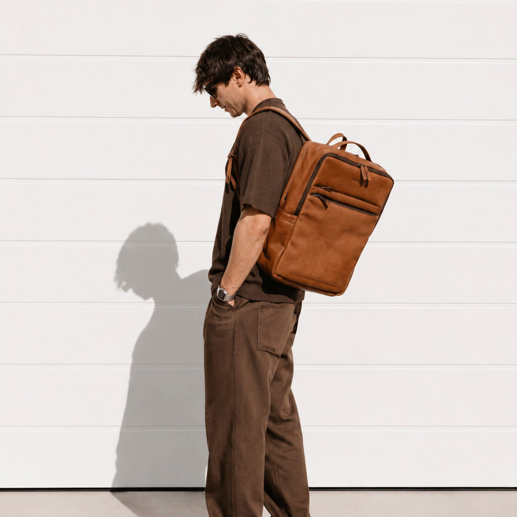 Sac à dos en cuir marron Valmio Hunter