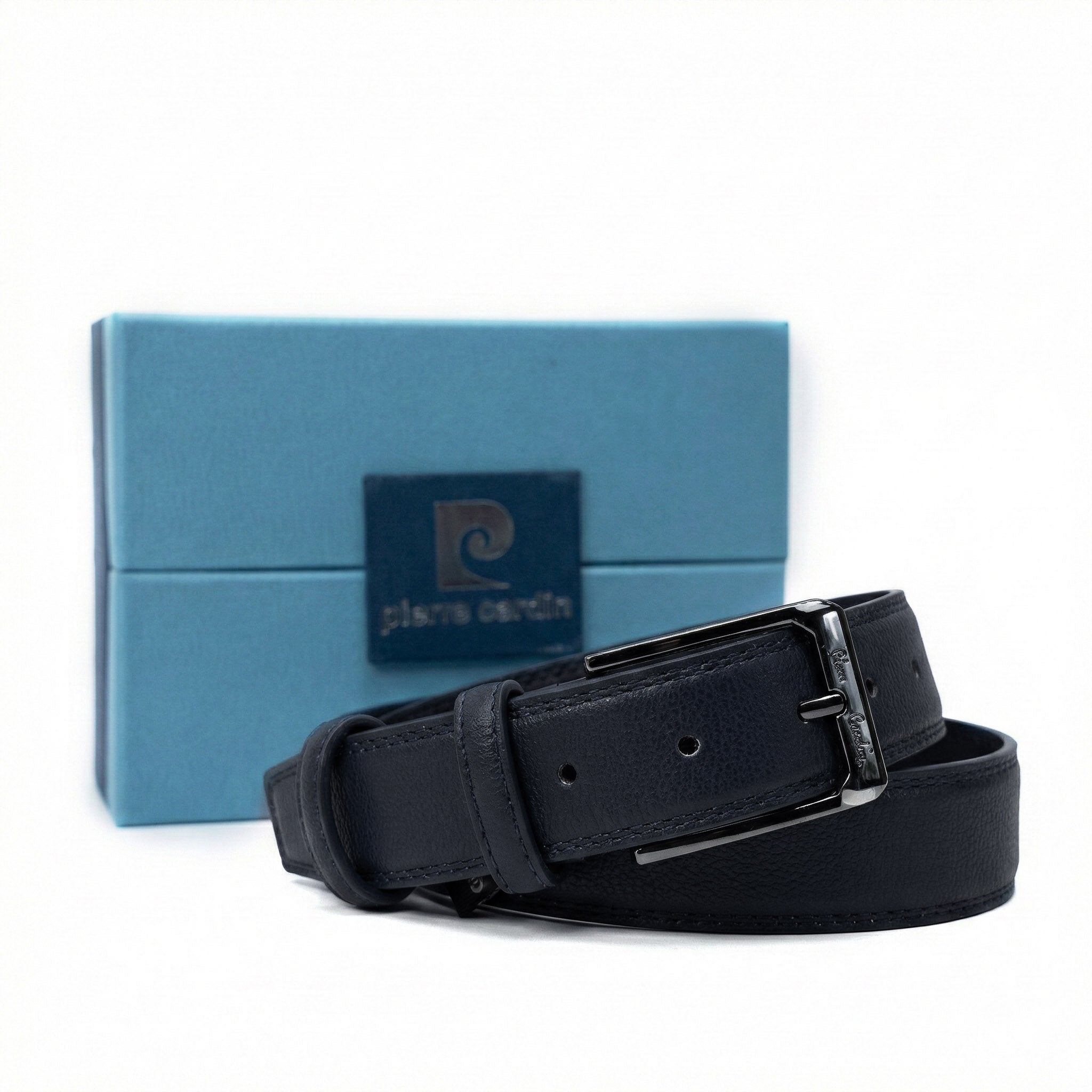 Men's leather belt Pierre Cardin 2509 BLU