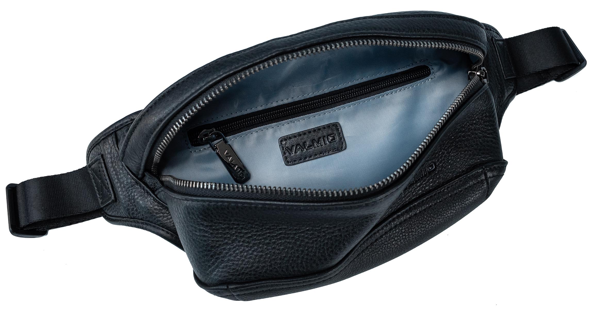 Valmio Stilor schwarze Herren Leder-Gürteltasche