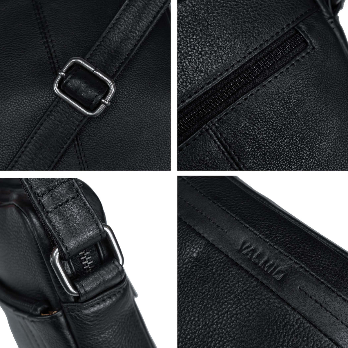 Sac bandoulière pour homme en cuir noir Valmio Lino-L