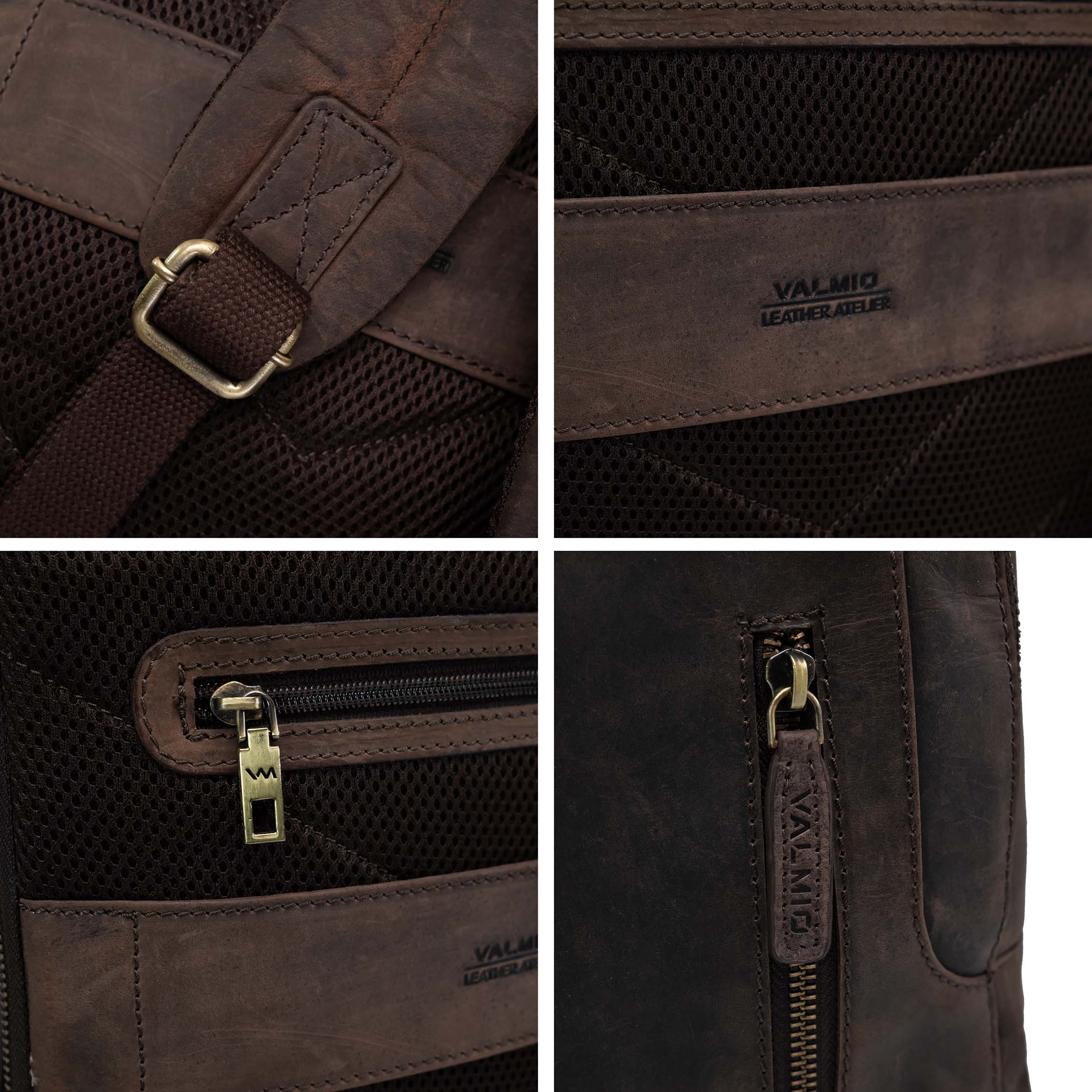 Mochila de cuero Valmio Apex marrón