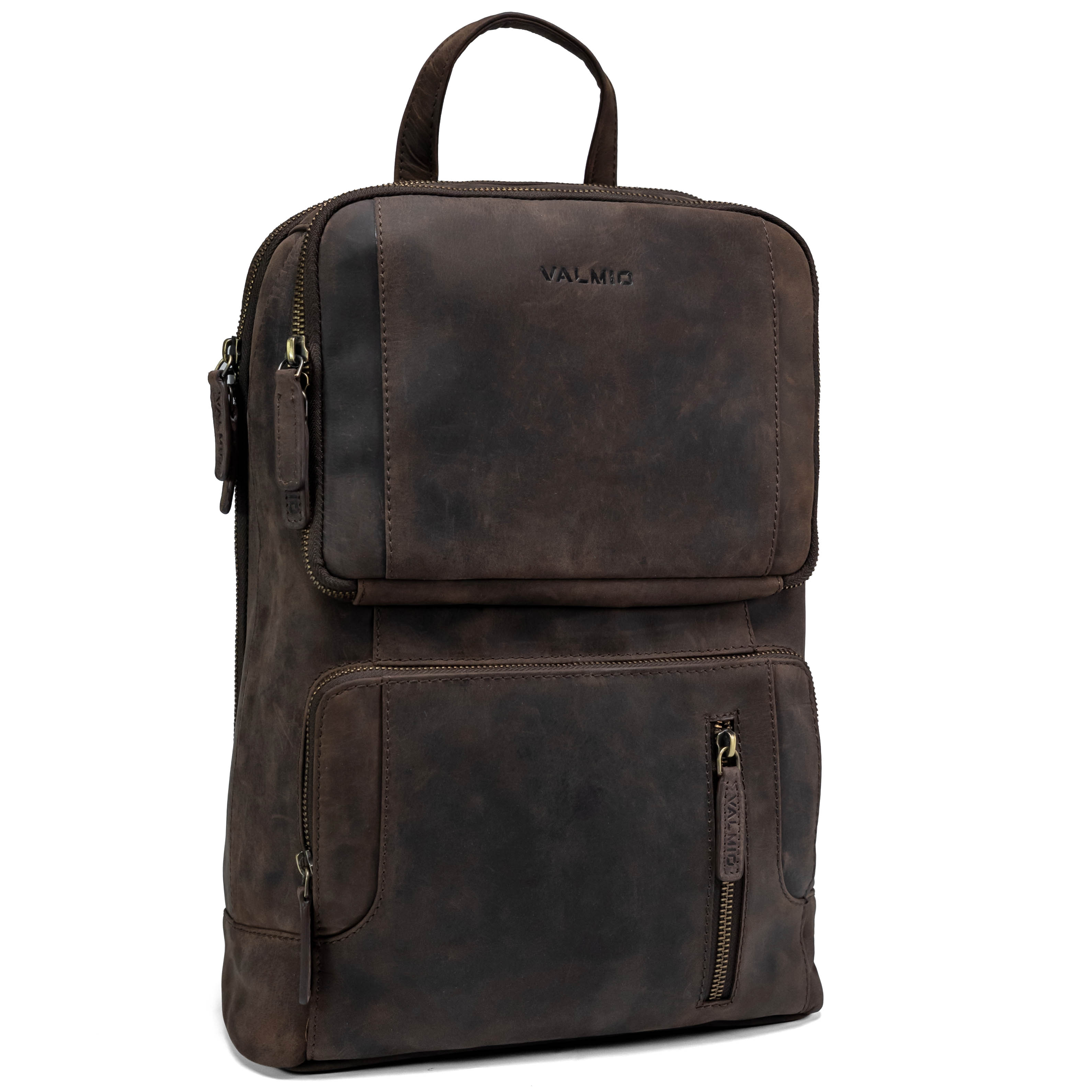 Mochila de cuero Valmio Apex marrón