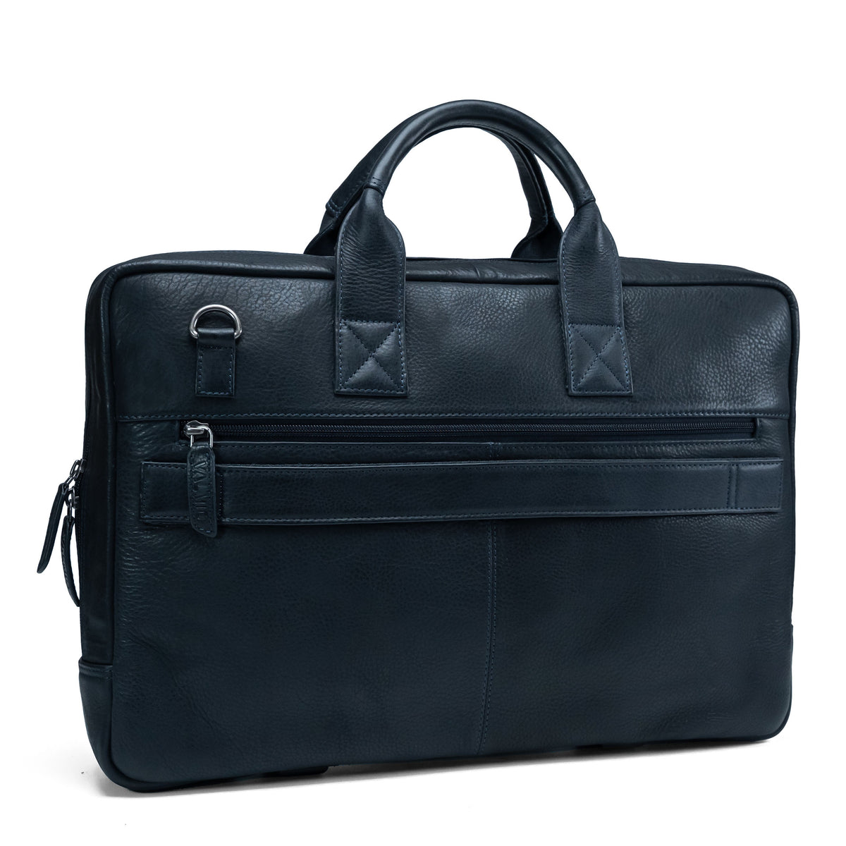 Blauwe laptoptas van volnerfleer voor heren, model Valmio Lids
