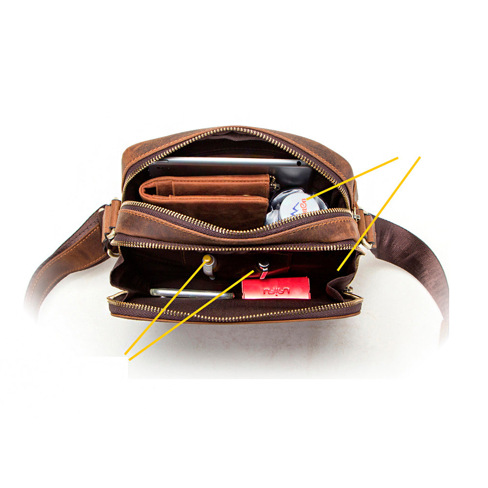 Sac bandoulière marron pour homme Lerno