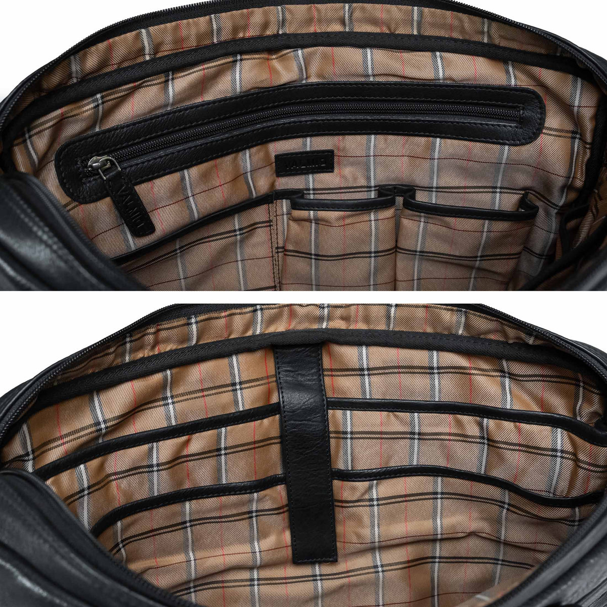 Sac pour ordinateur portable noir en cuir pleine fleur, modèle Valmio Neris