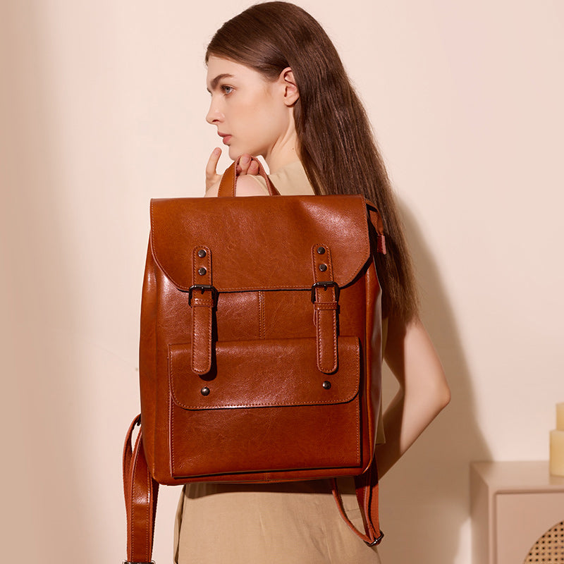 Sac à dos femme en cuir Valmio Delora - marron