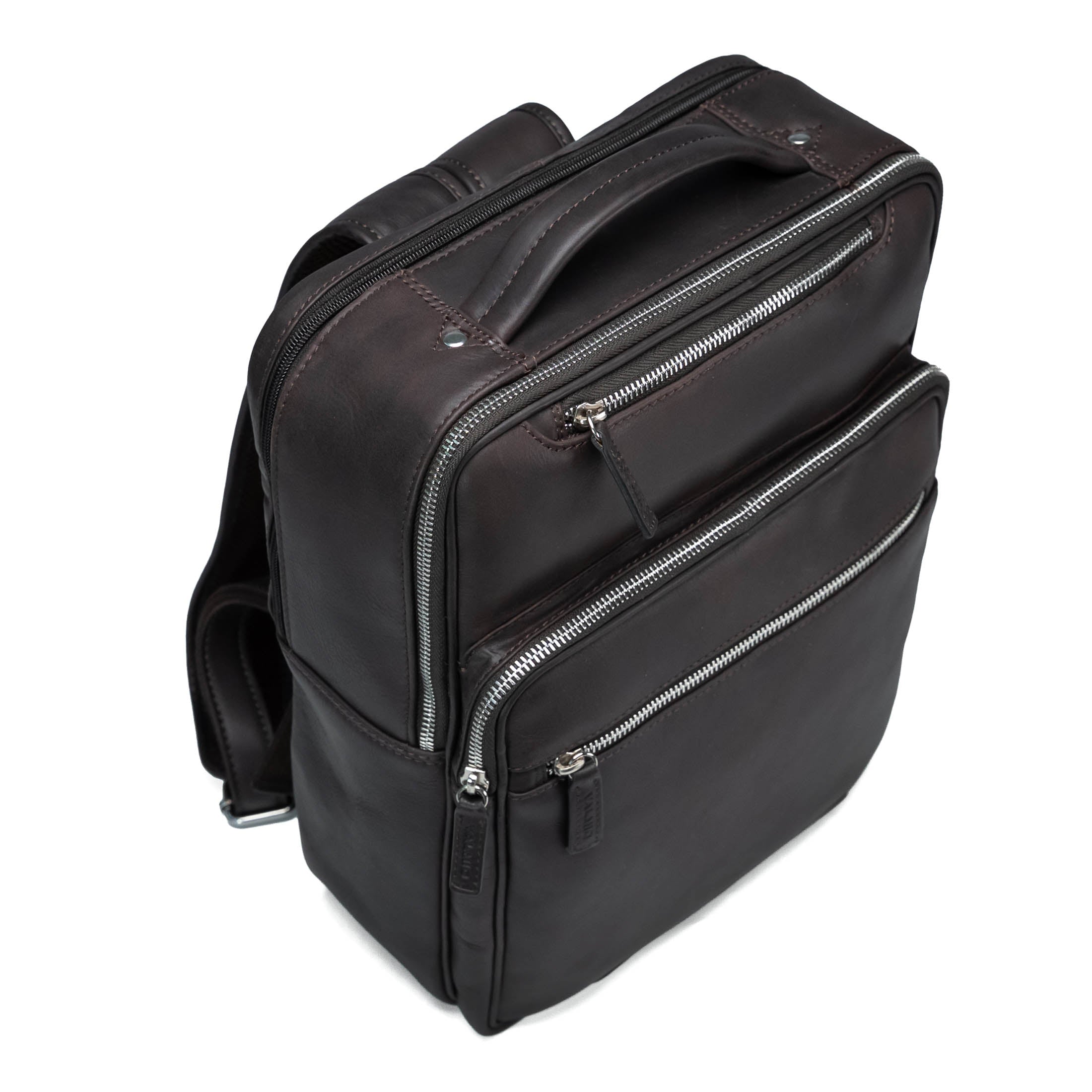 Sac à dos en cuir Valmio Byron marron foncé