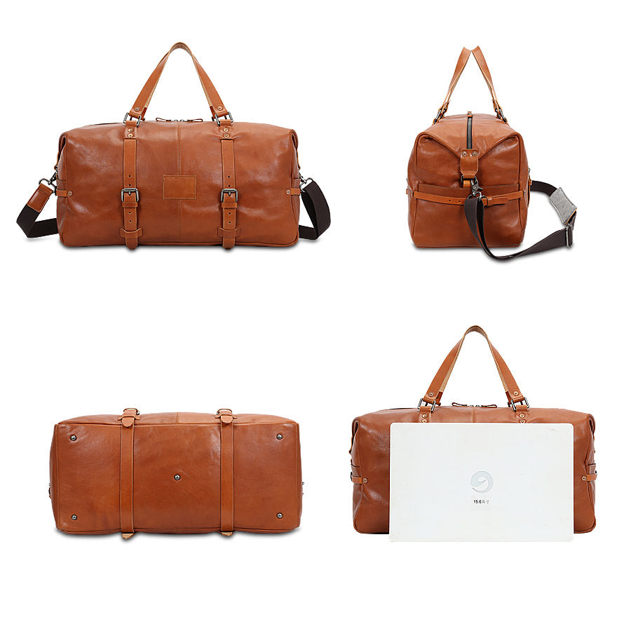 Sac de voyage en cuir marron Valmio Raven