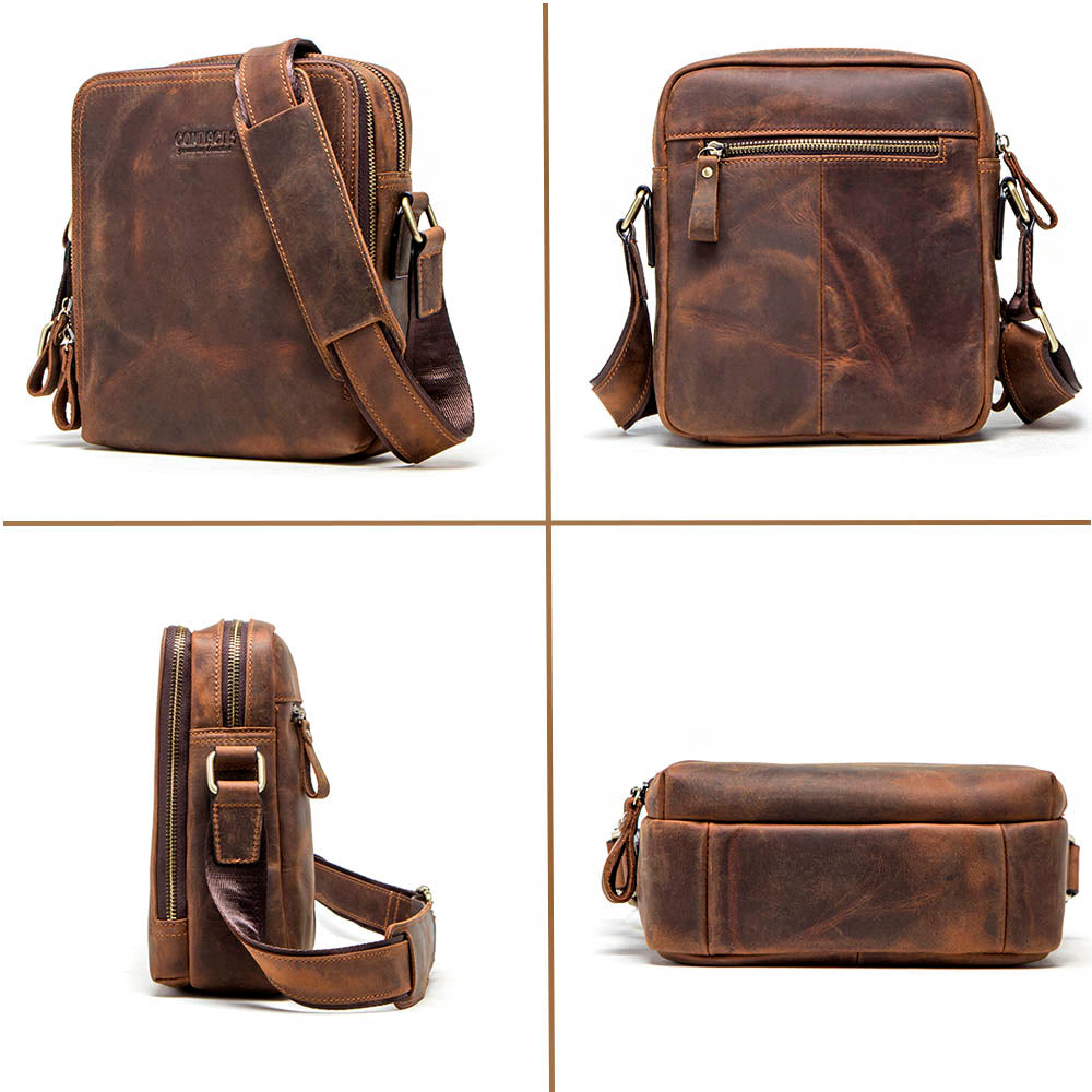 Sac bandoulière marron pour homme Lerno