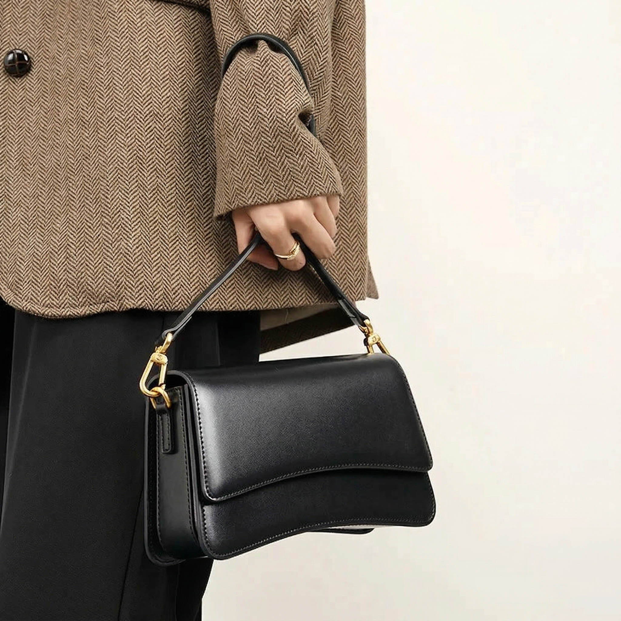 Sac à main en cuir Valmio Venora pour femme - noir