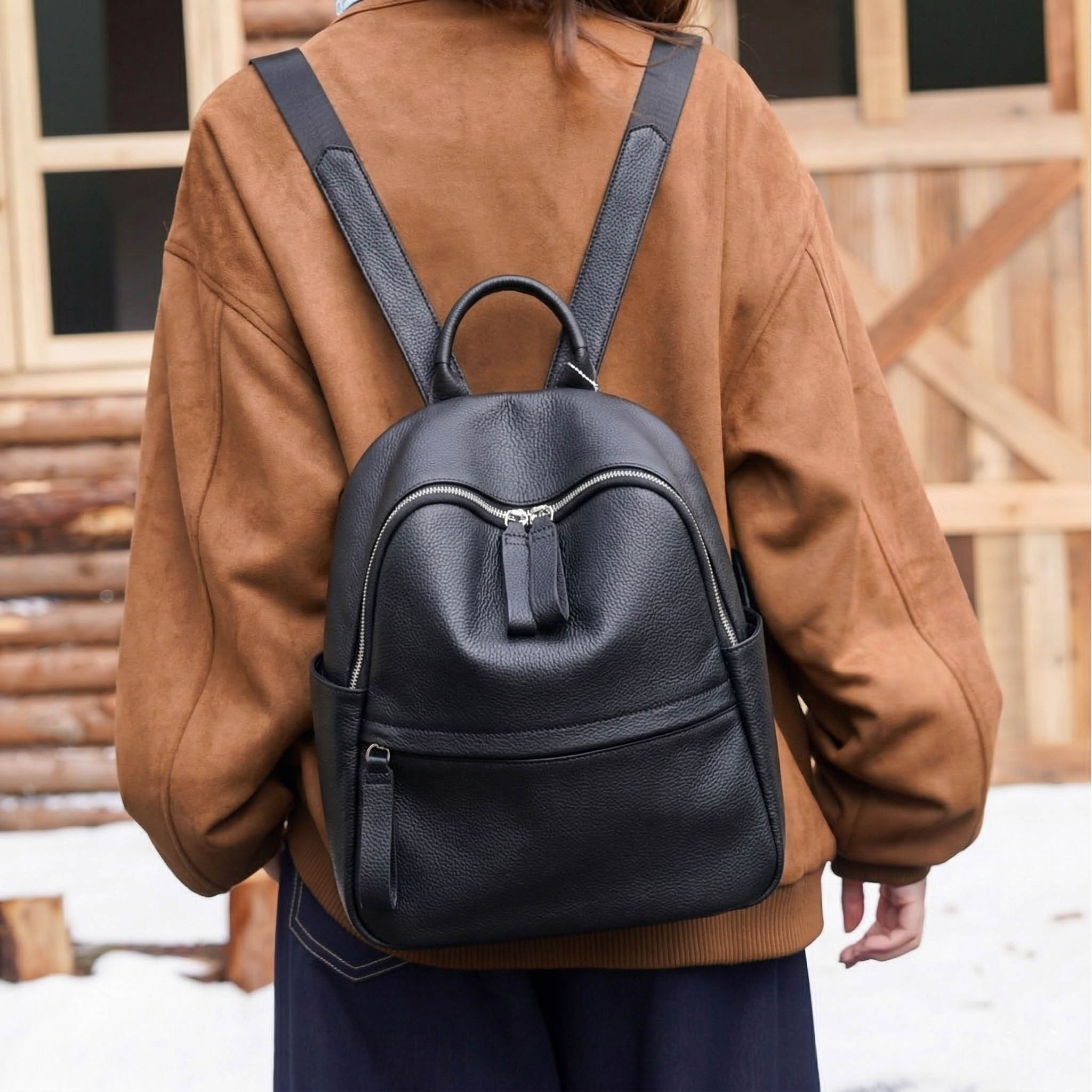 Valmio Nerona Leather Women’s Backpack - Black