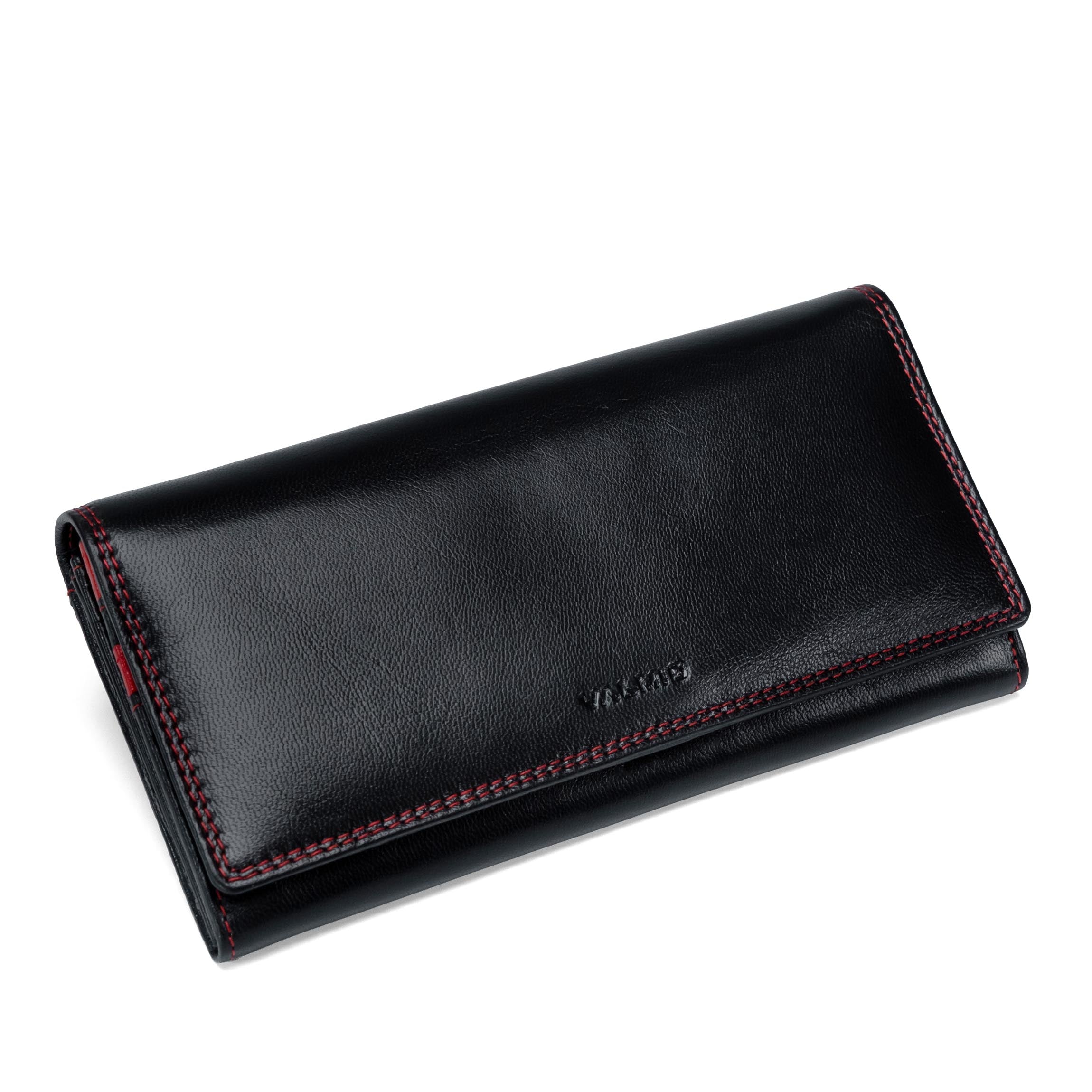 Leren damesportemonnee Valmio Benxi 2433 Zwart/Rood