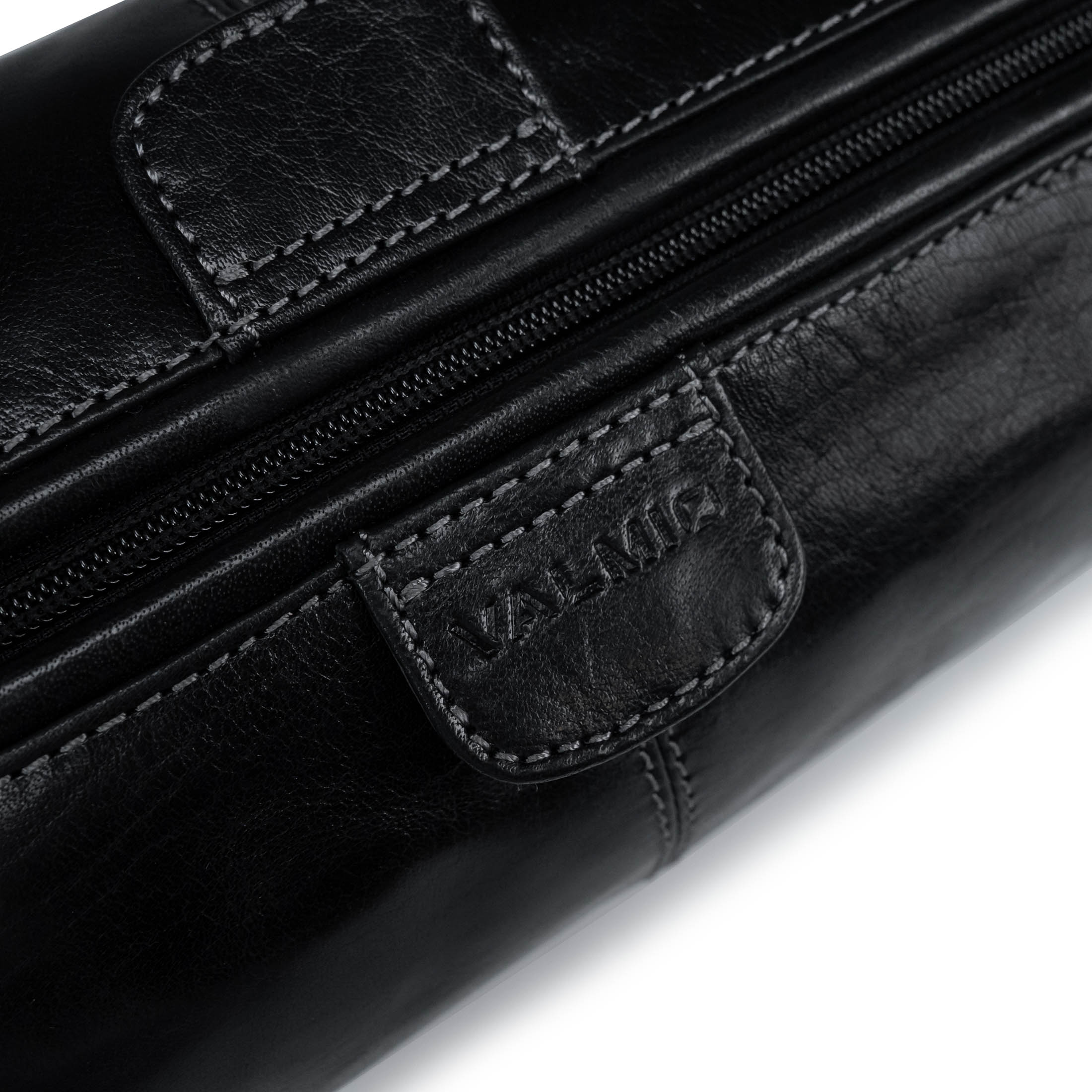 Black Leather Toiletry Bag Valmio Sedona