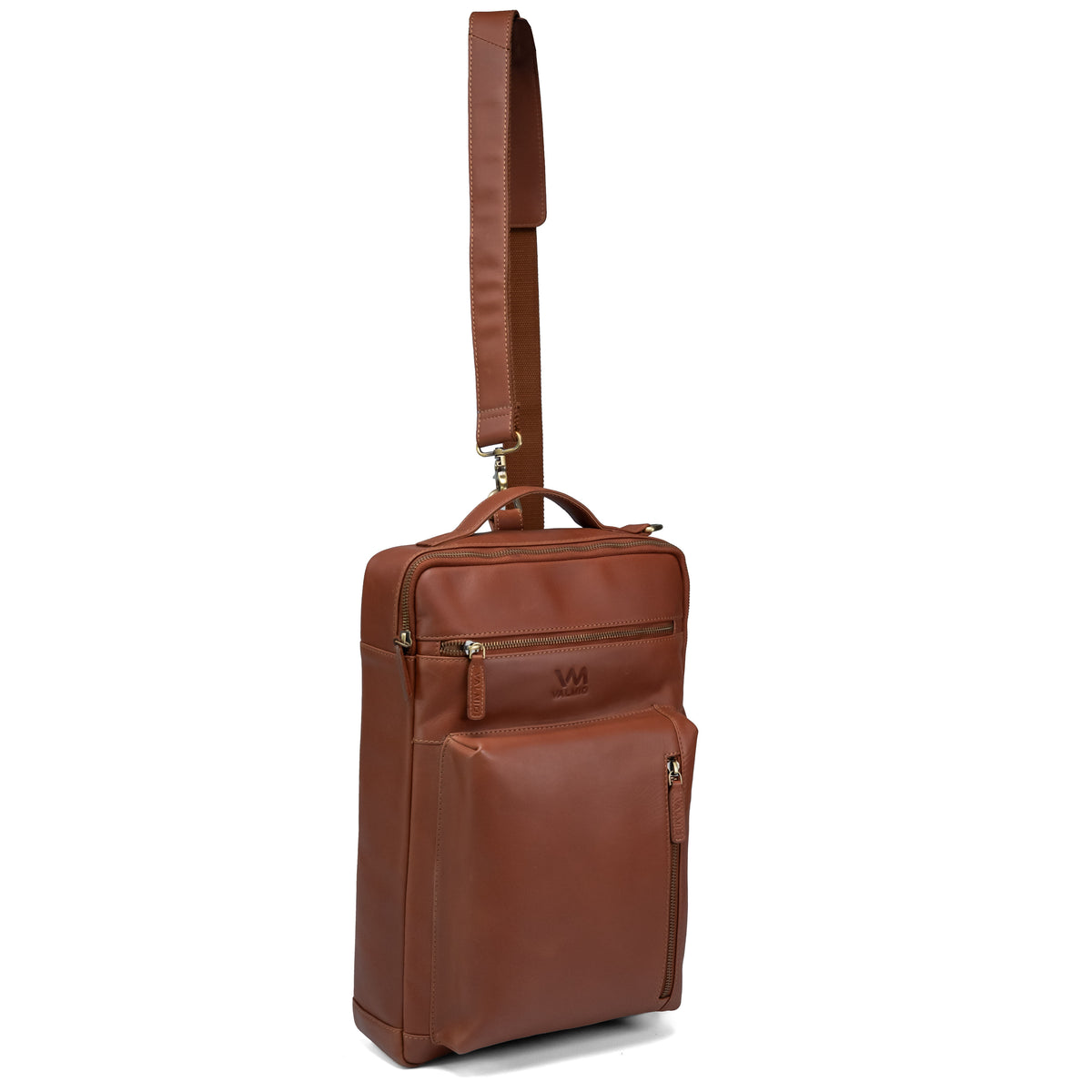 Bolso de cuero para hombre Valmio Prime color coñac