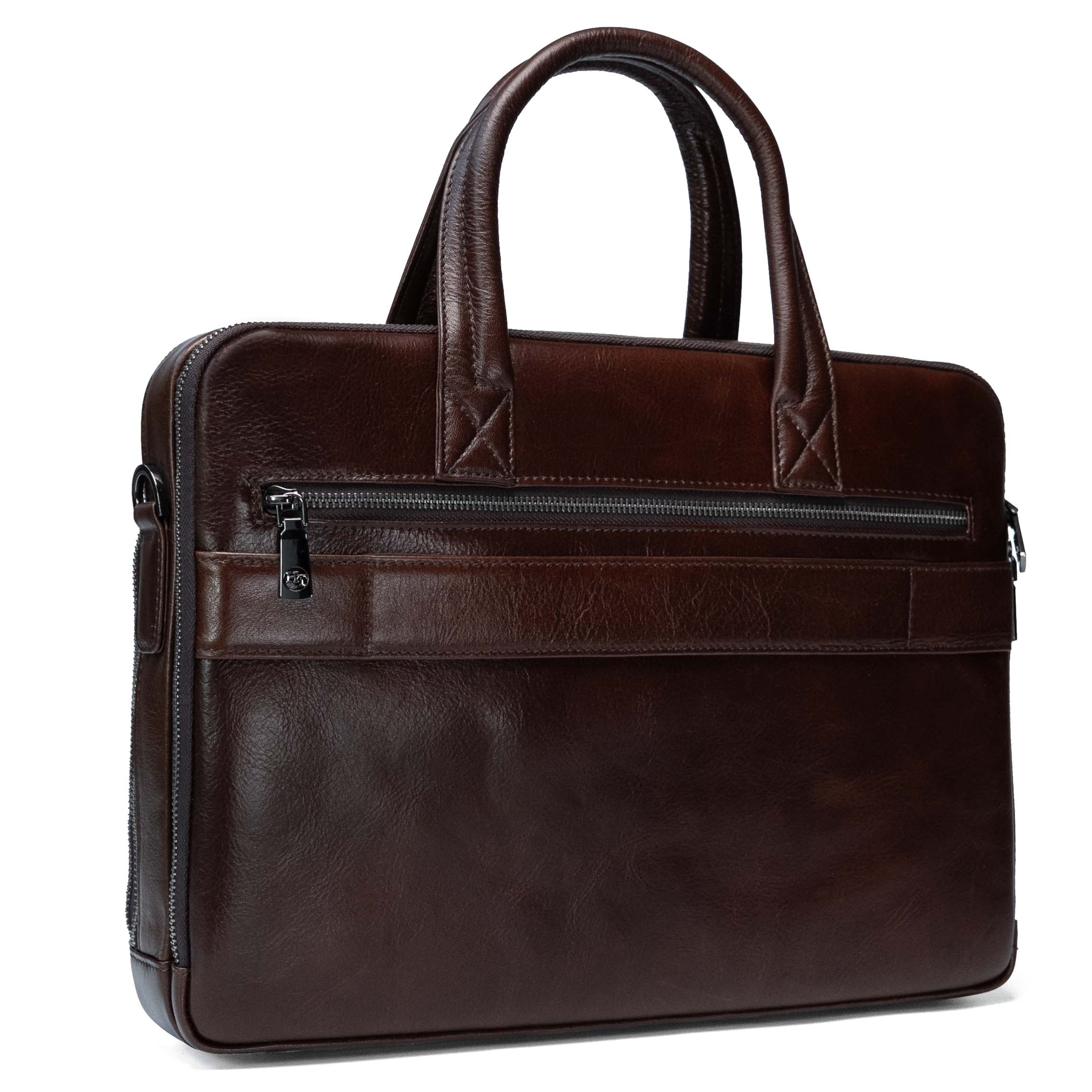 Borto brown leather laptop bag
