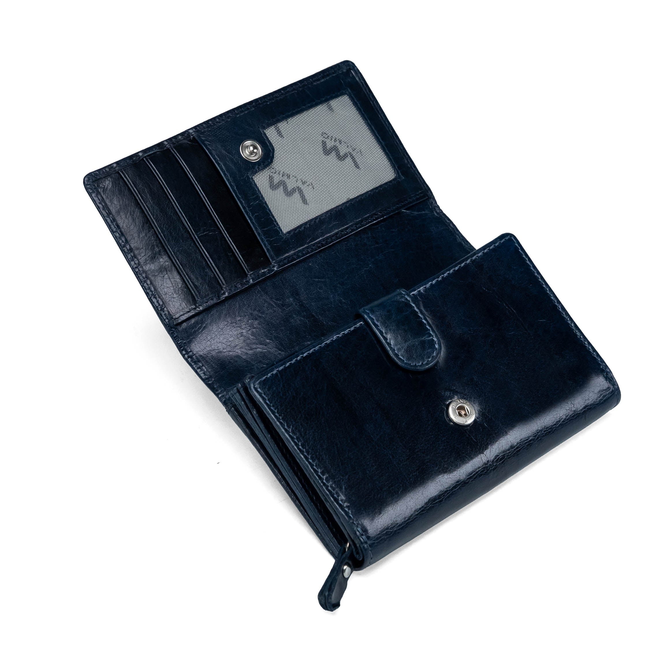 Leren damesportemonnee Valmio Nyos 2430 Donkerblauw