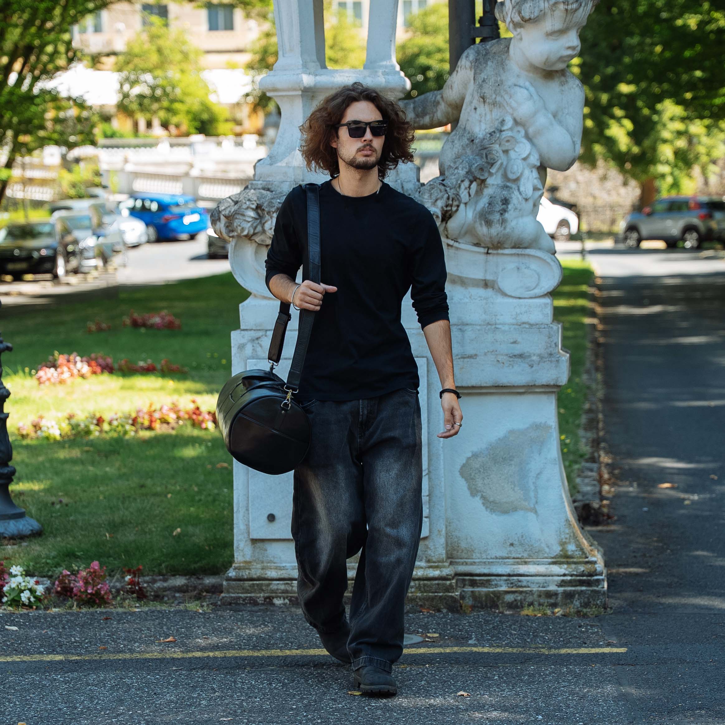 Schwarze Leder-Reisetasche Valmio Homs