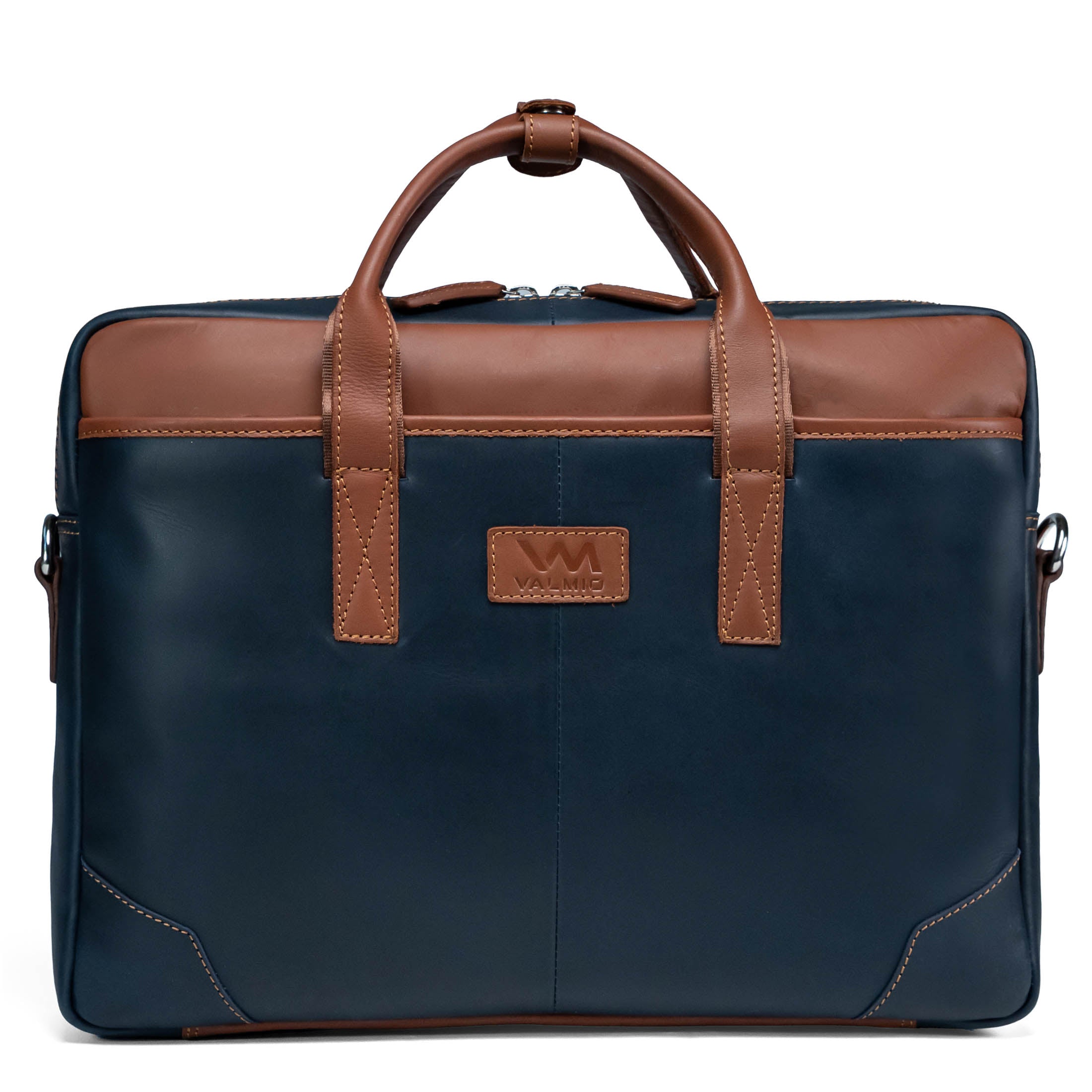 Blue Leather Laptop Bag Valmio Denton 2.0
