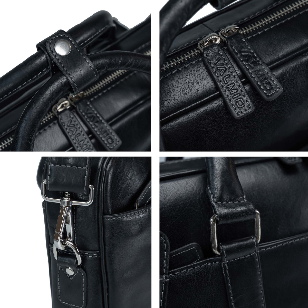 Bolso de cuero negro Valmio Bern