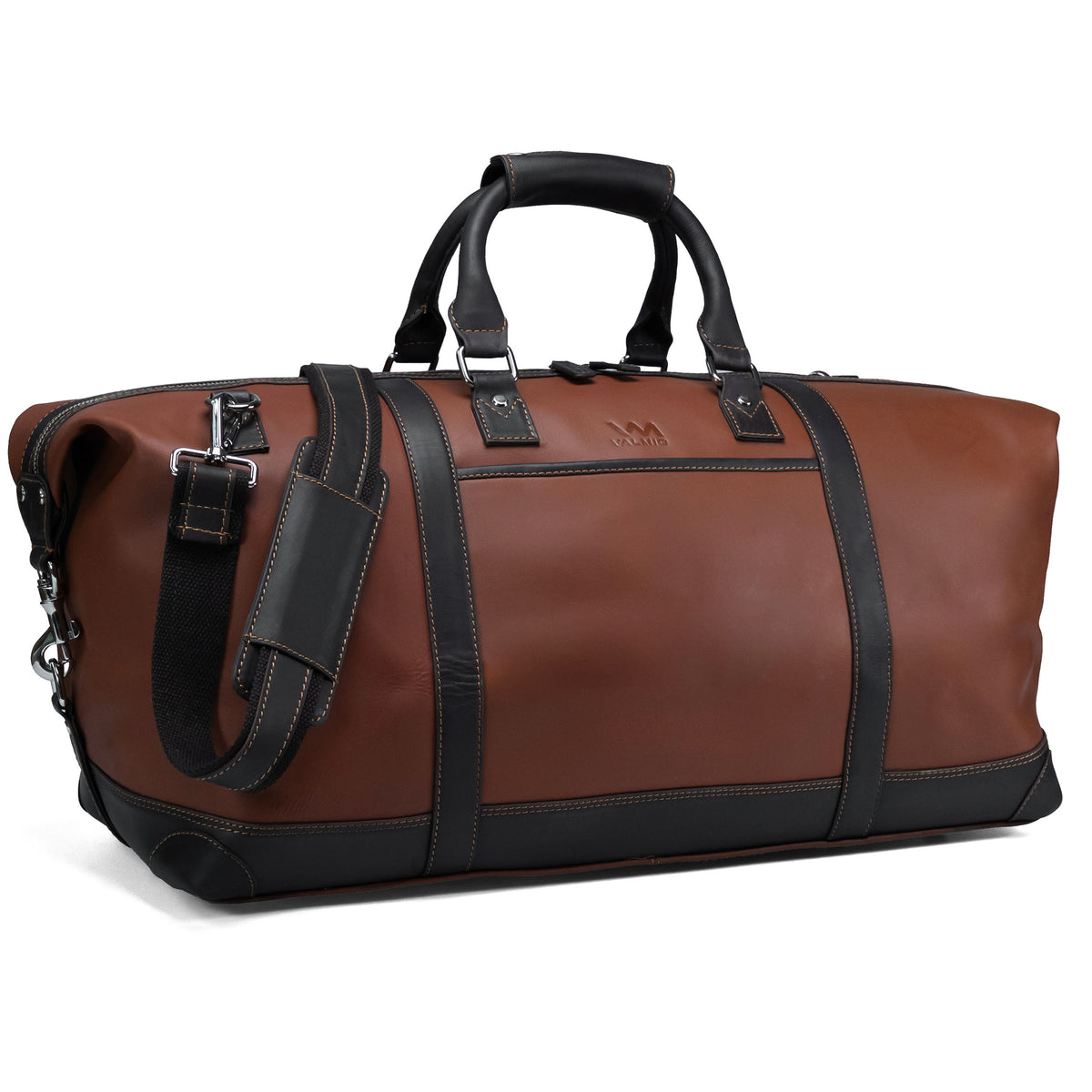 Braune Reisetasche aus Vollnarbenleder fΓΌr Herren, Modell Valmio Kamet